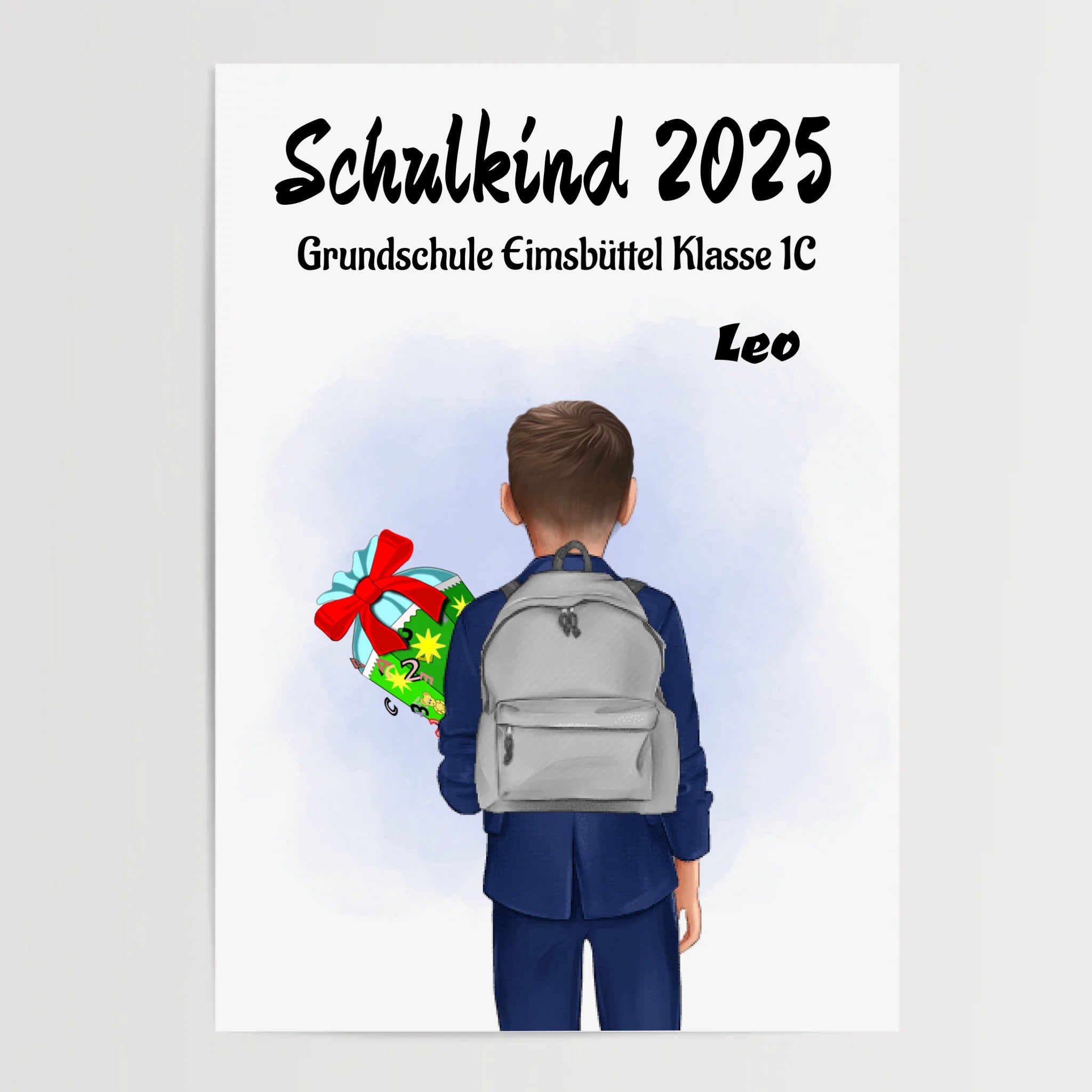 Einschulung Geschenk Junge Bild Poster Karte Schulkind - Cantty