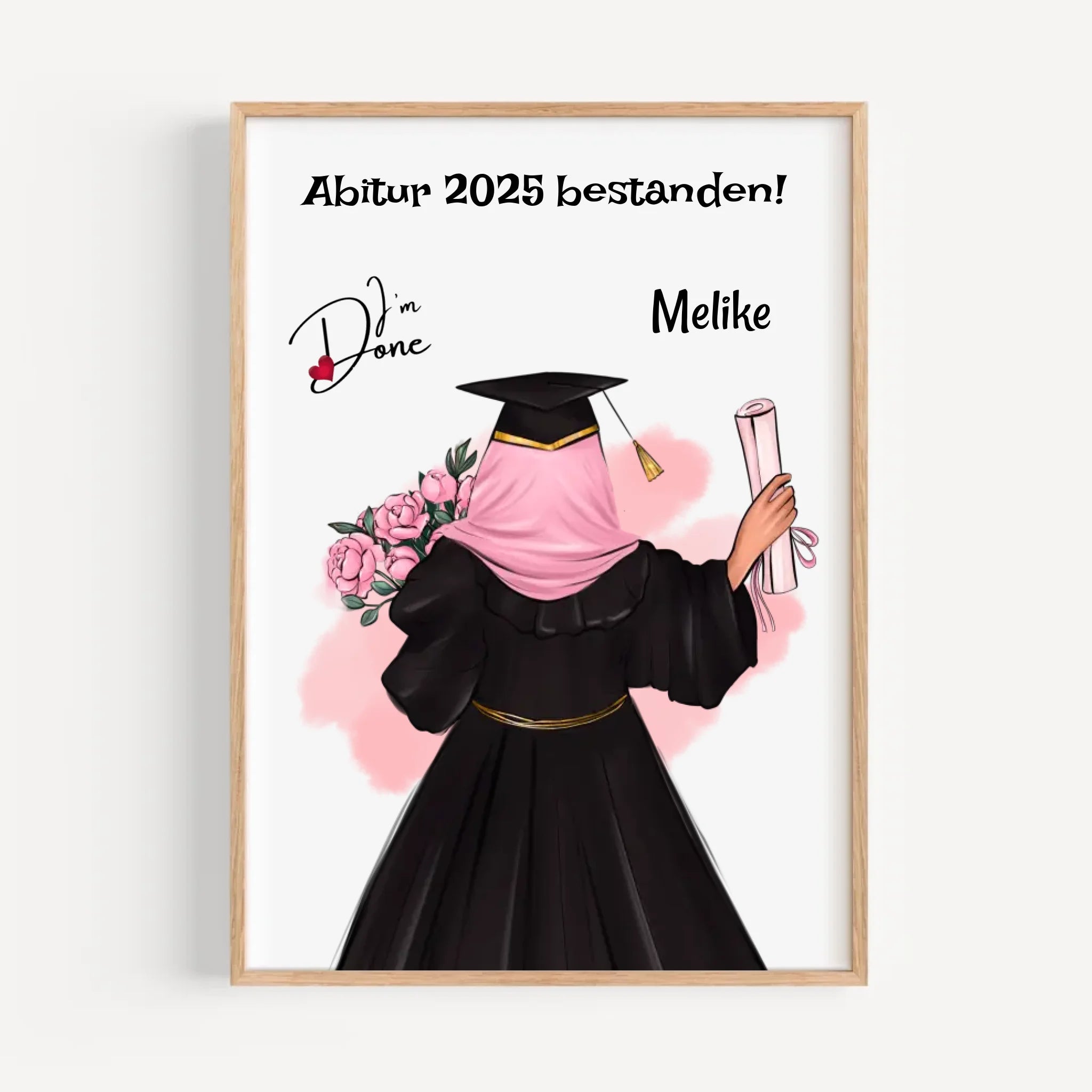 Abitur Geschenk Mädchen mit Kopftuch Poster - Cantty