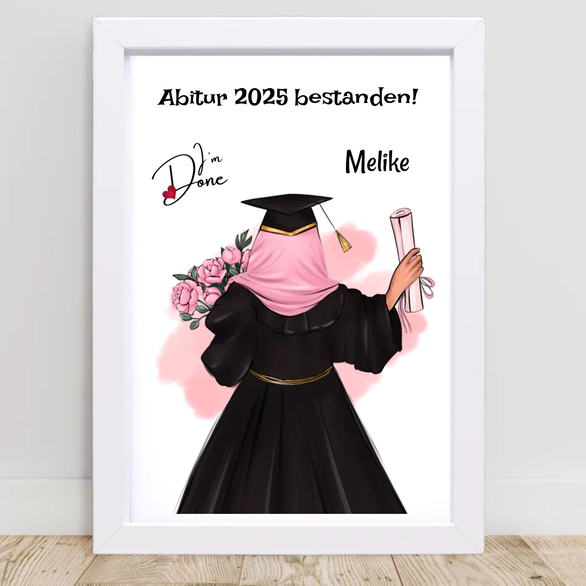 Abitur Geschenk Mädchen mit Kopftuch Poster - Cantty