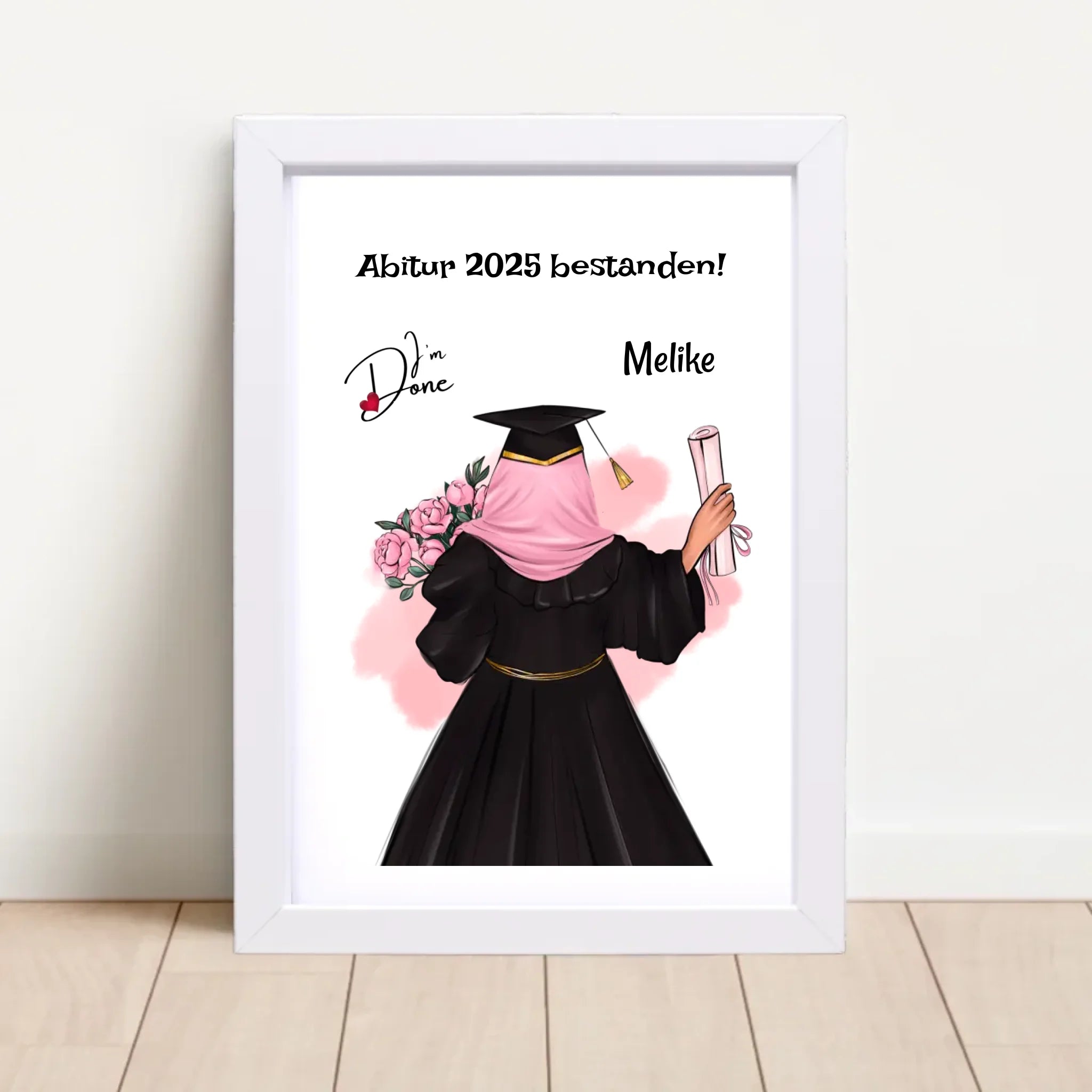 Abitur Geschenk Mädchen mit Kopftuch Poster - Cantty