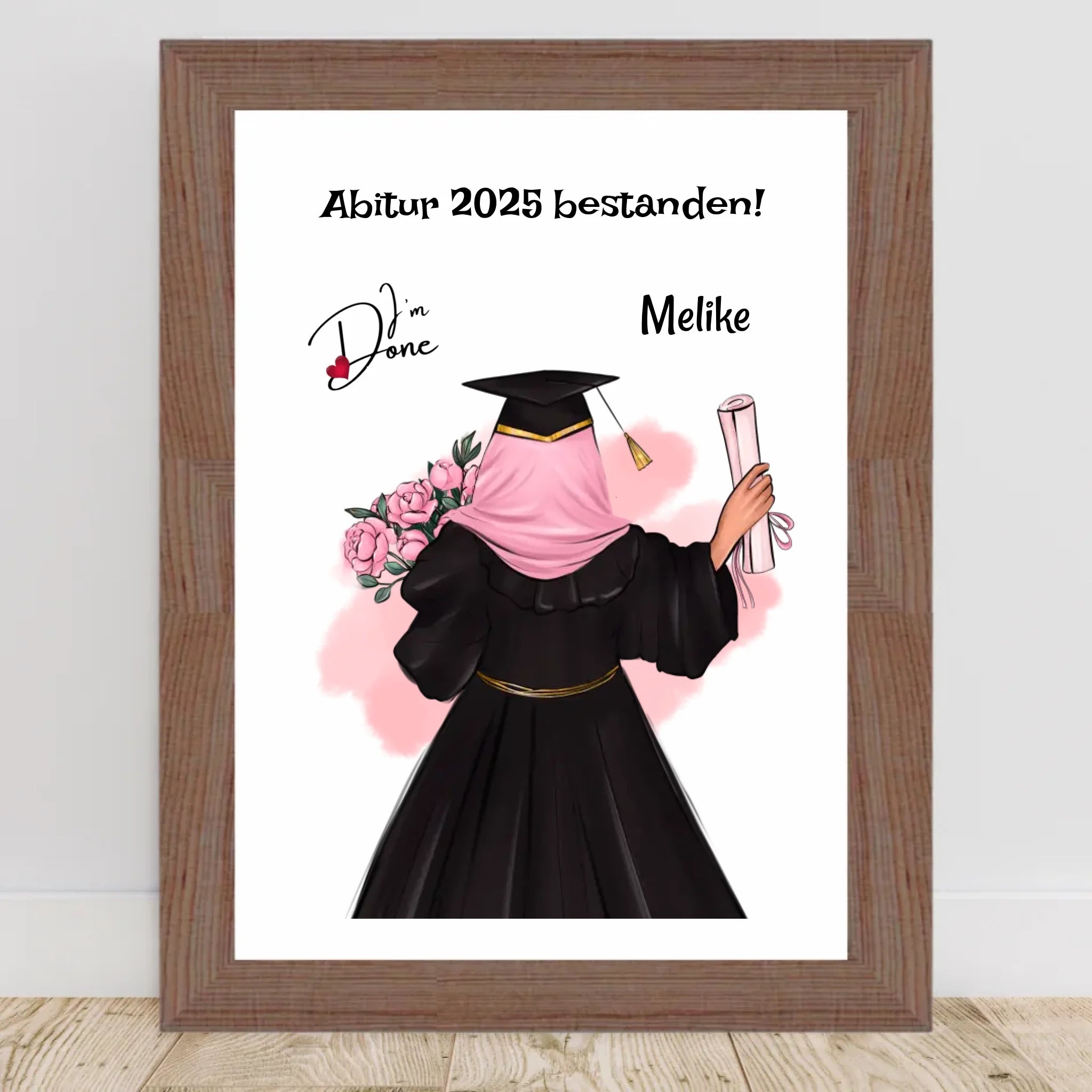 Abitur Geschenk Mädchen mit Kopftuch Poster - Cantty
