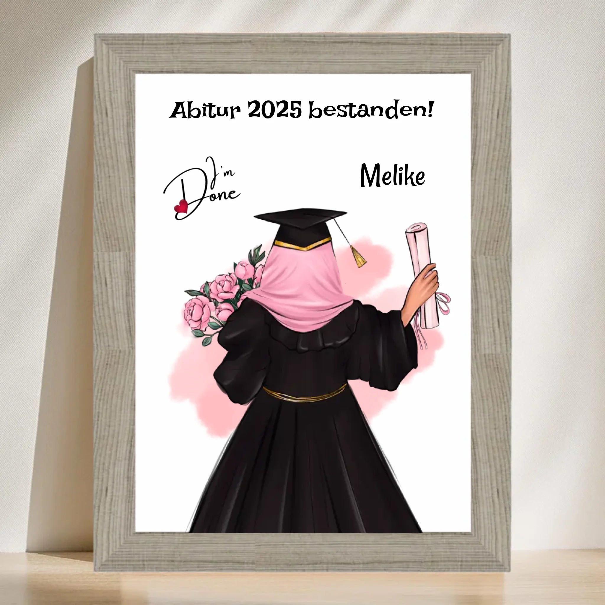 Abitur Geschenk Mädchen mit Kopftuch Poster - Cantty