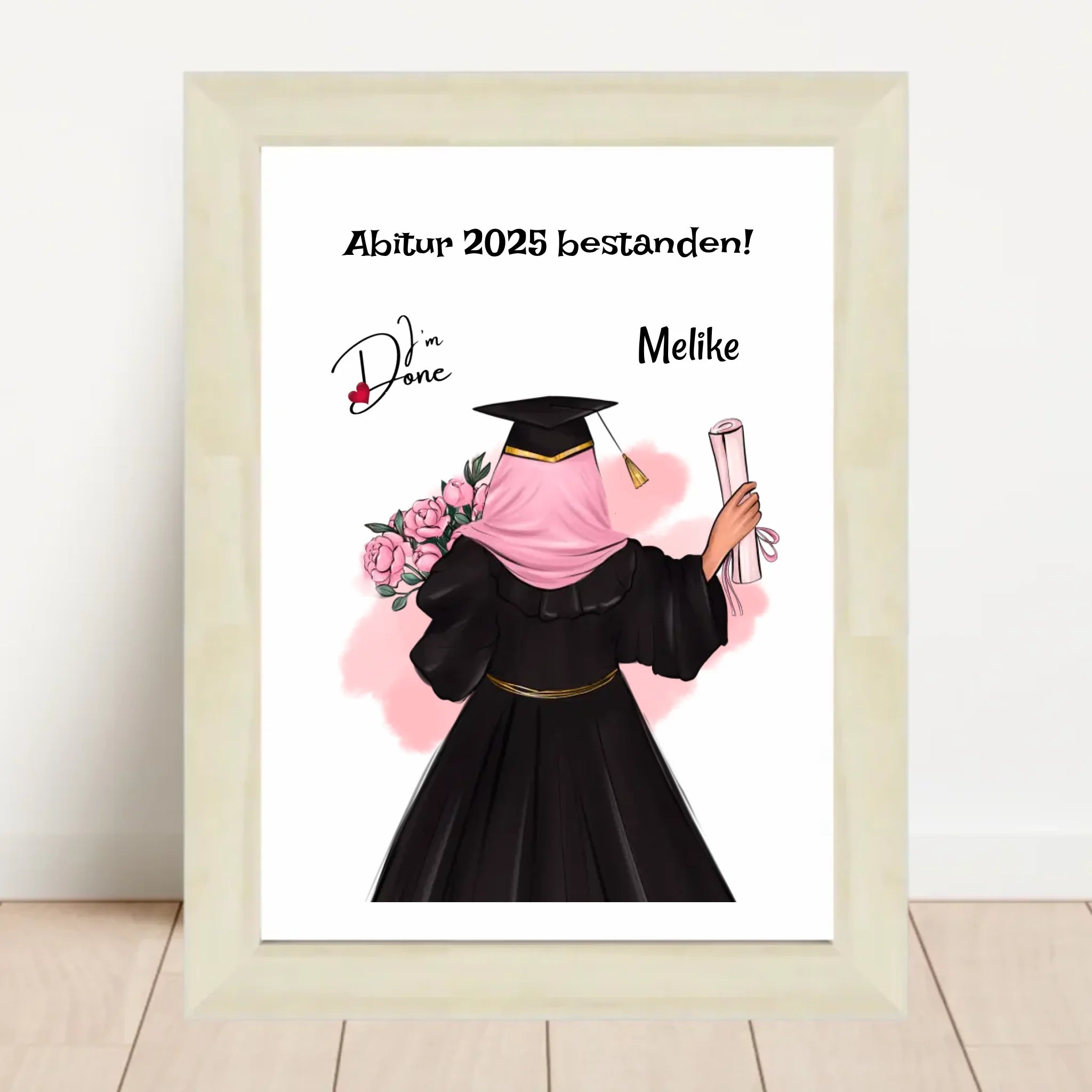 Abitur Geschenk Mädchen mit Kopftuch Poster - Cantty