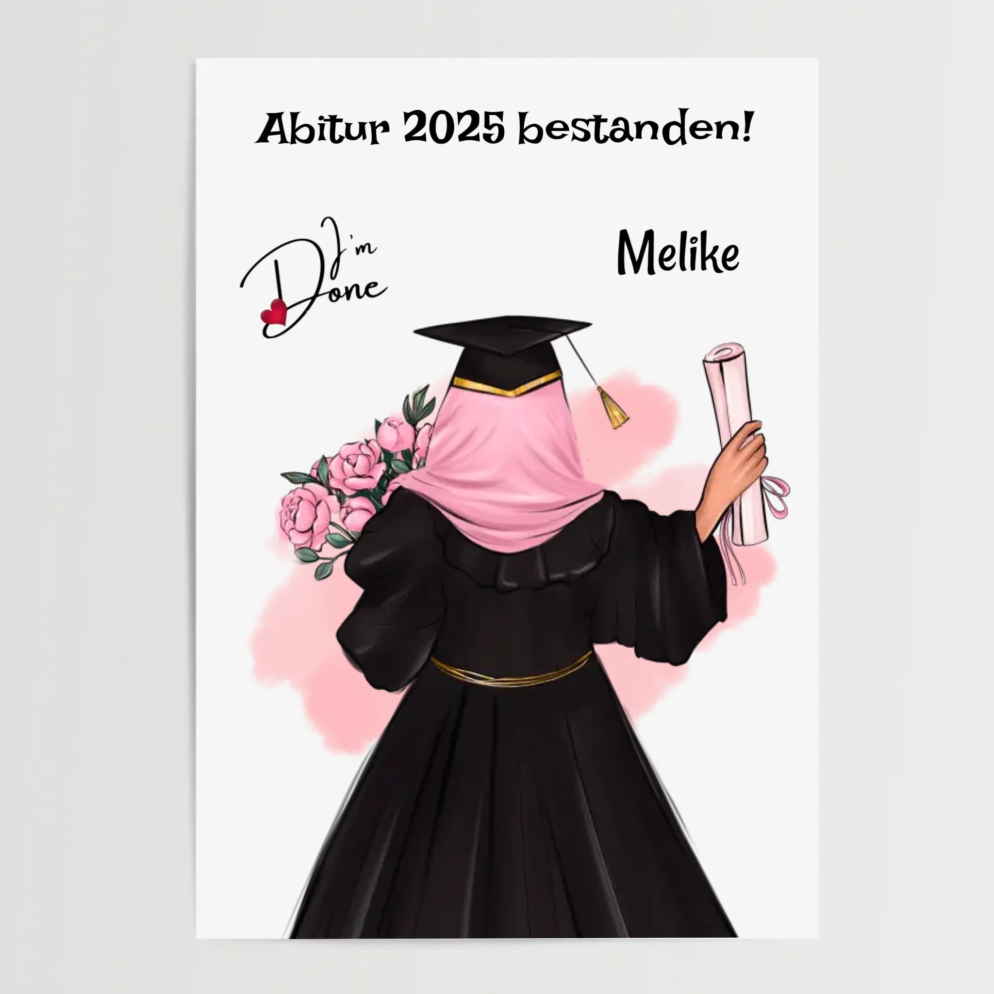 Abitur Geschenk Mädchen mit Kopftuch Poster - Cantty