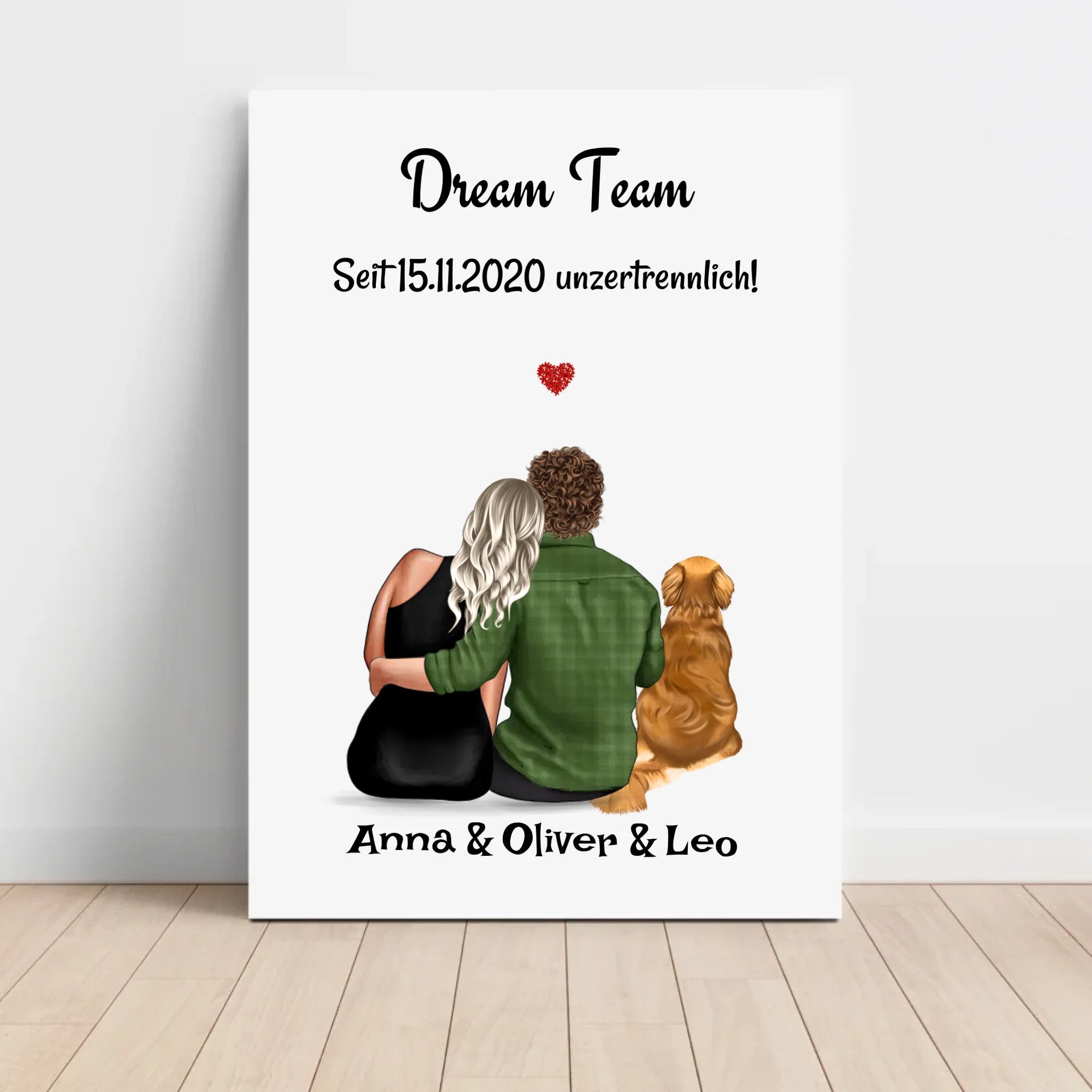 Paar mit Hund Geschenk Bild Poster Karte personalisiert - Cantty