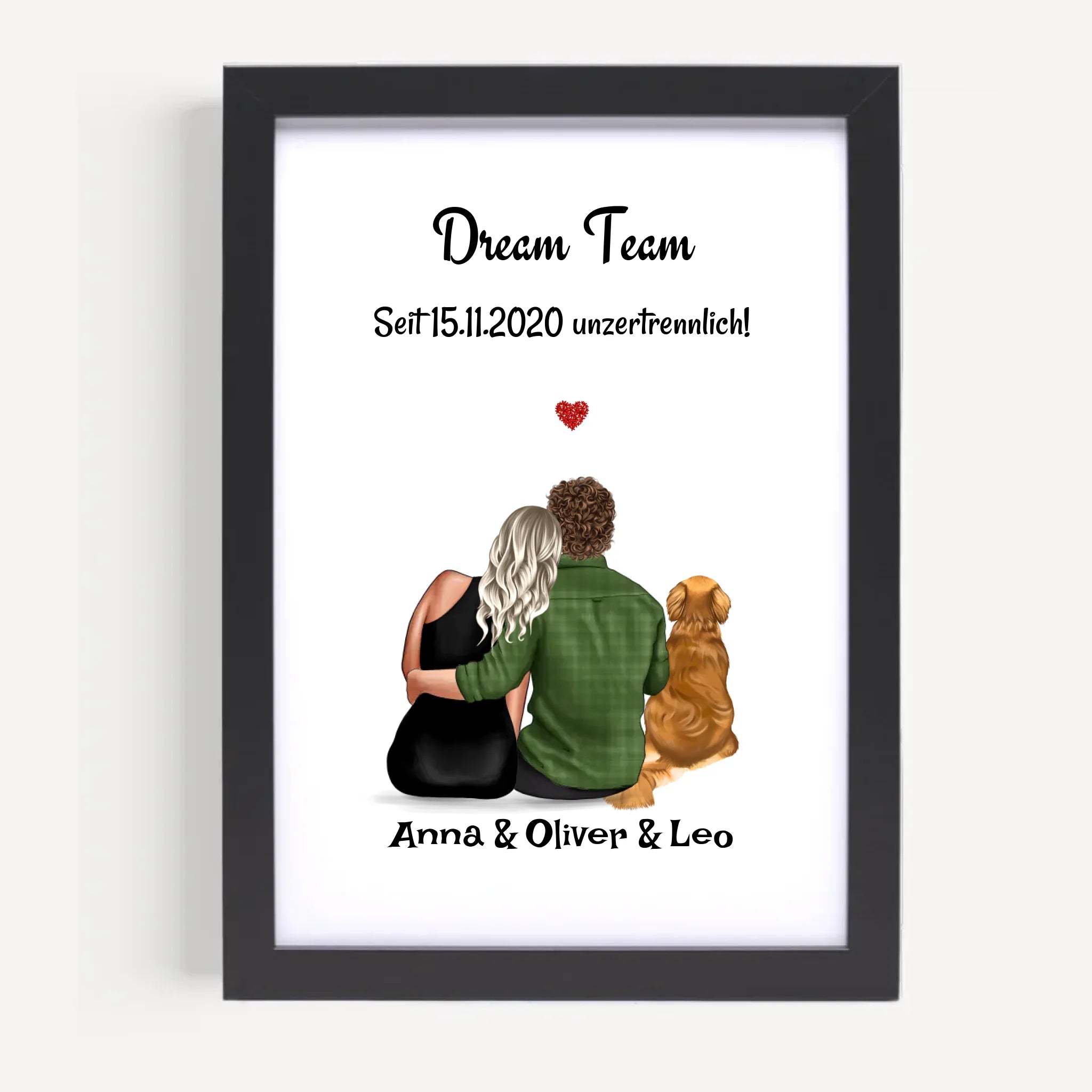 Paar mit Hund Geschenk Bild Poster Karte personalisiert - Cantty