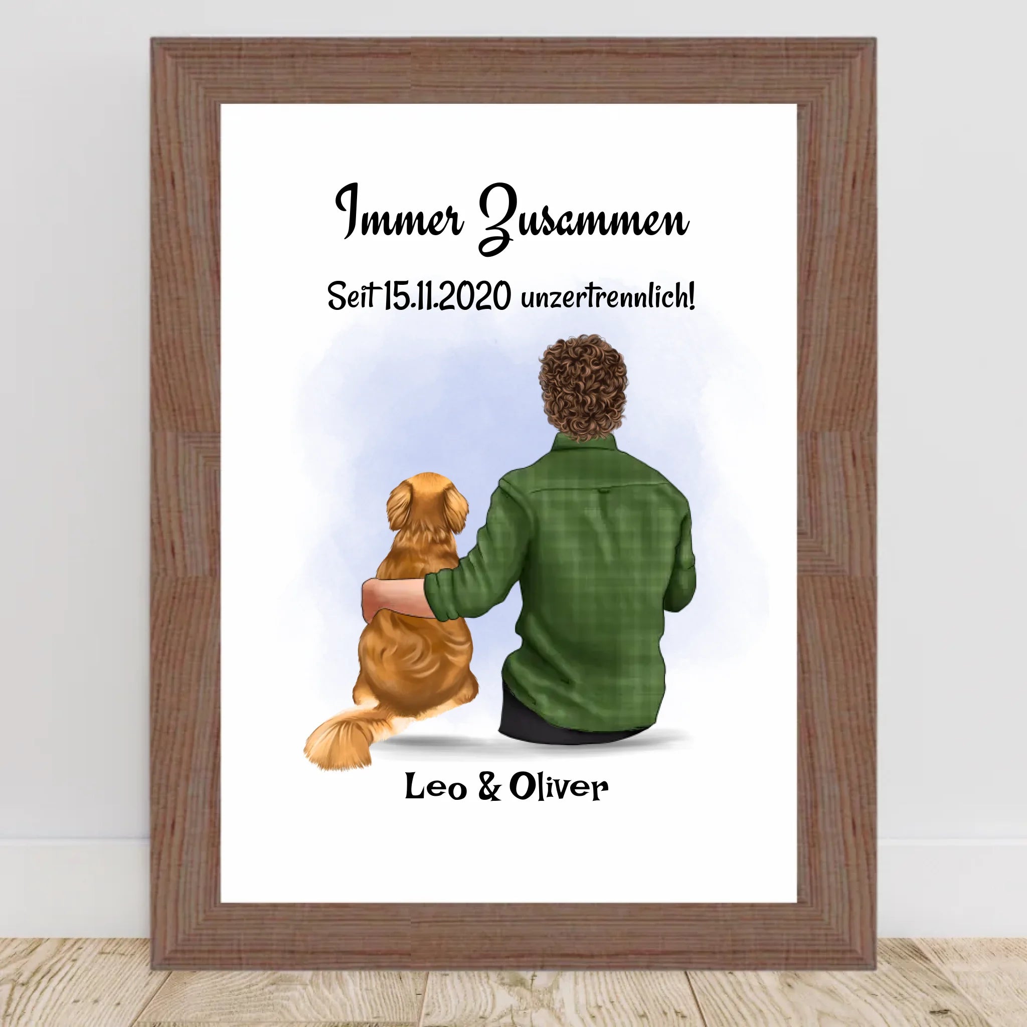 Mann & Junge mit Hund Bild Geschenk personalisiert - Cantty