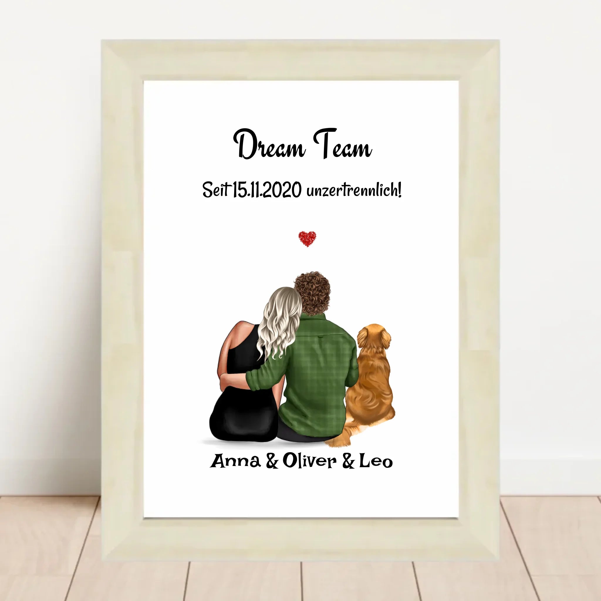 Paar mit Hund Geschenk Bild Poster Karte personalisiert - Cantty