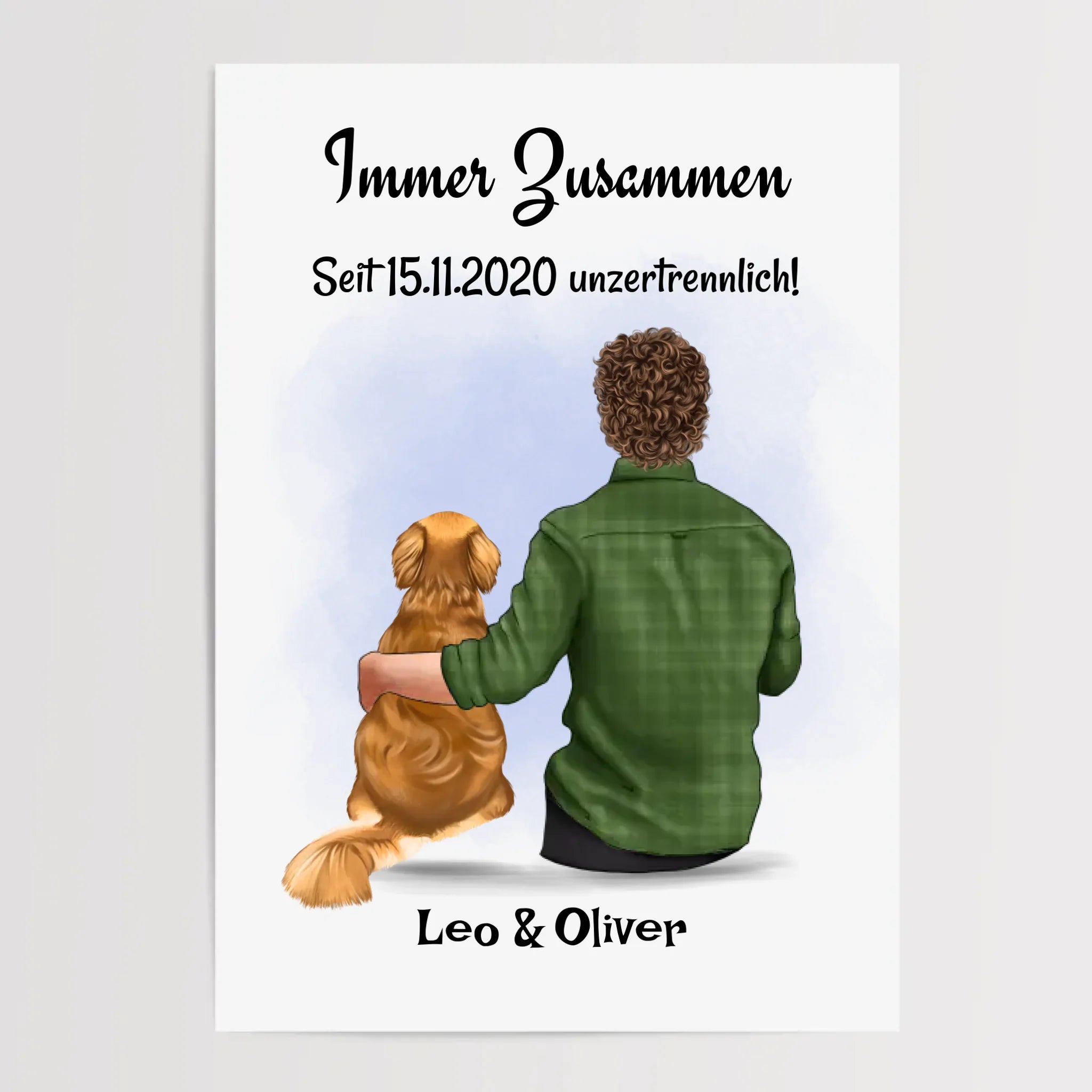 Mann & Junge mit Hund Bild Geschenk personalisiert - Cantty