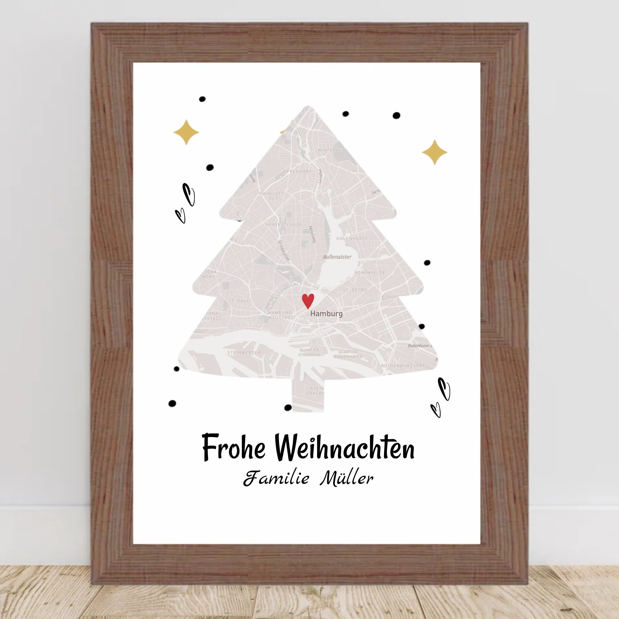 Familie Weihnachtsgeschenk Stadtkarte Koordinatenposter - Cantty