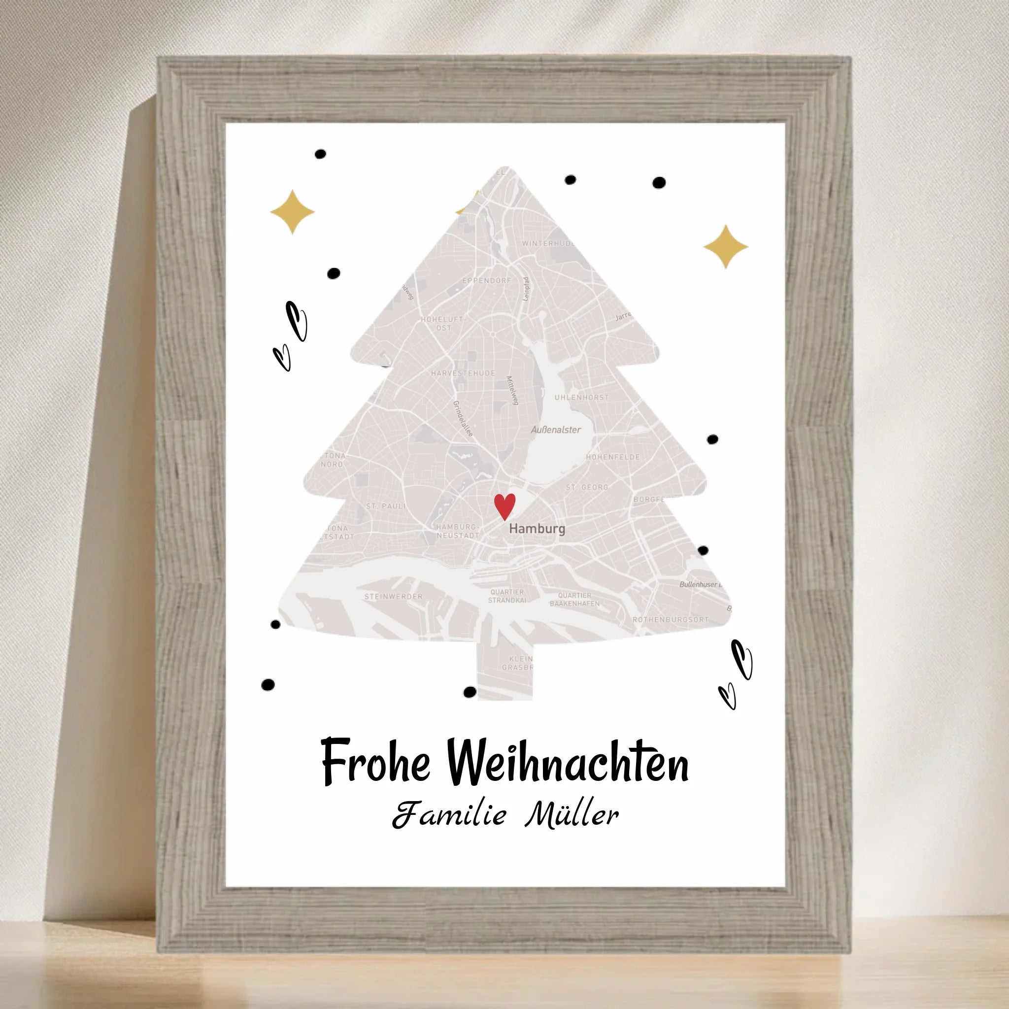 Familie Weihnachtsgeschenk Stadtkarte Koordinatenposter - Cantty