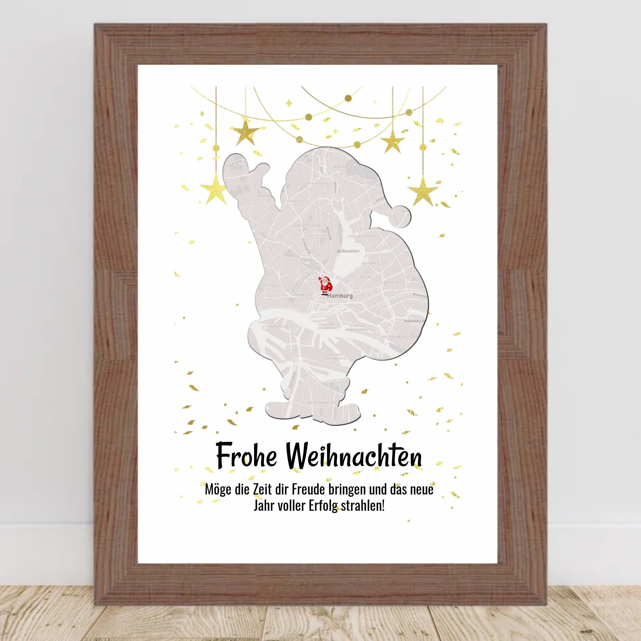 Mitarbeiter Weihnachtsgeschenk Koordinaten Bild Stadtkarte mit Weihnachtswünsche - Cantty