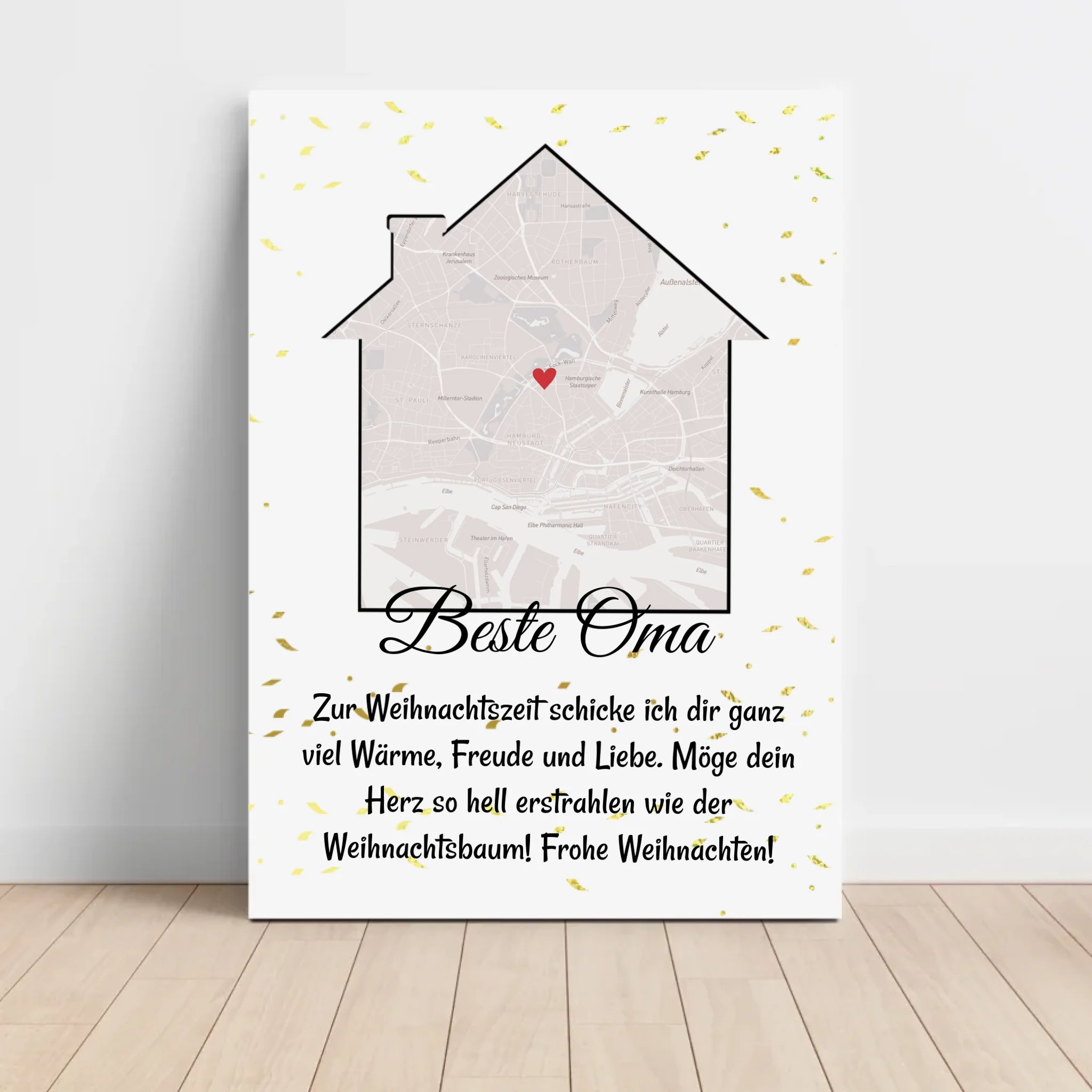 Oma Weihnachtsgeschenk Koordinaten Bild Stadtkarte mit Weihnachtswünsche - Cantty
