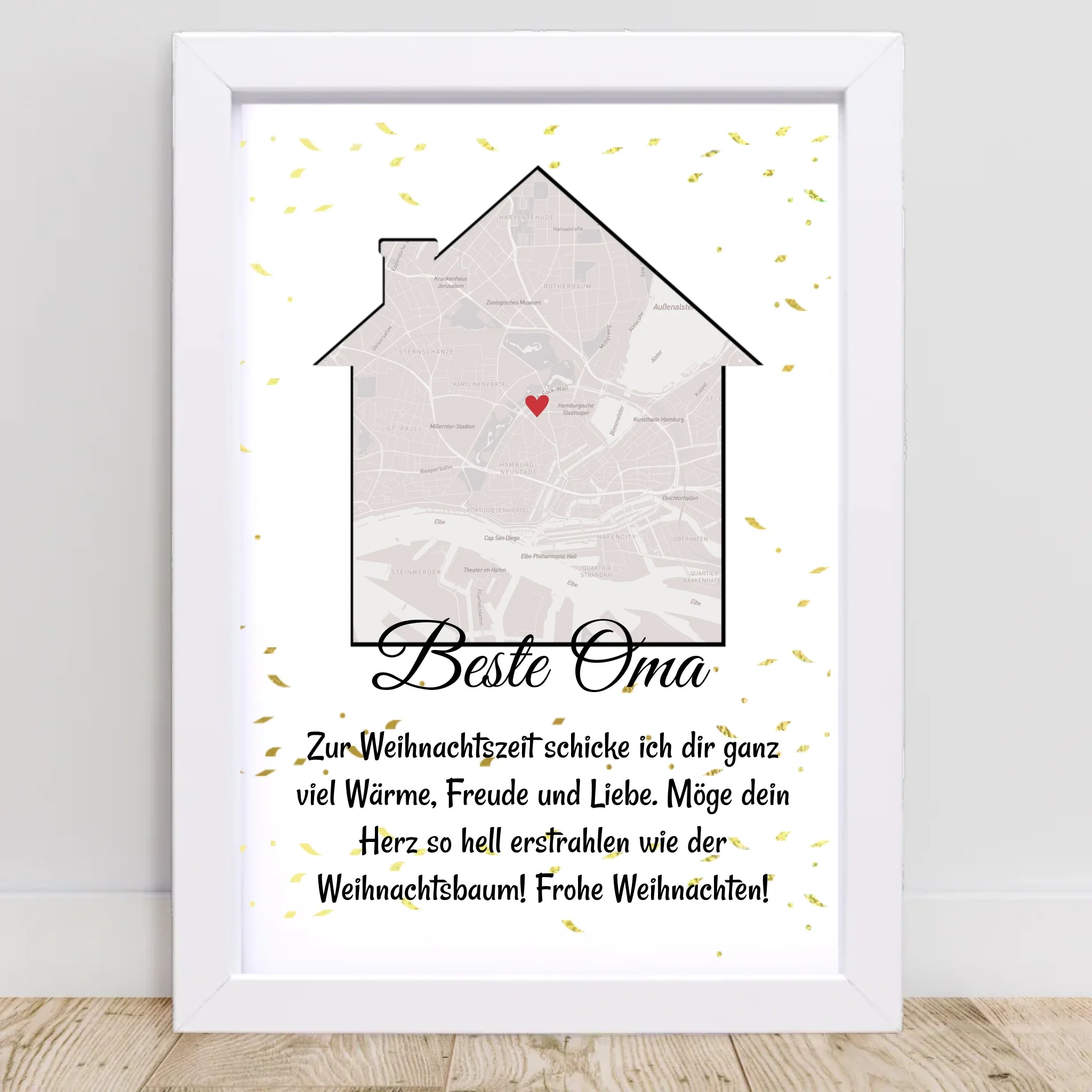 Oma Weihnachtsgeschenk Koordinaten Bild Stadtkarte mit Weihnachtswünsche - Cantty