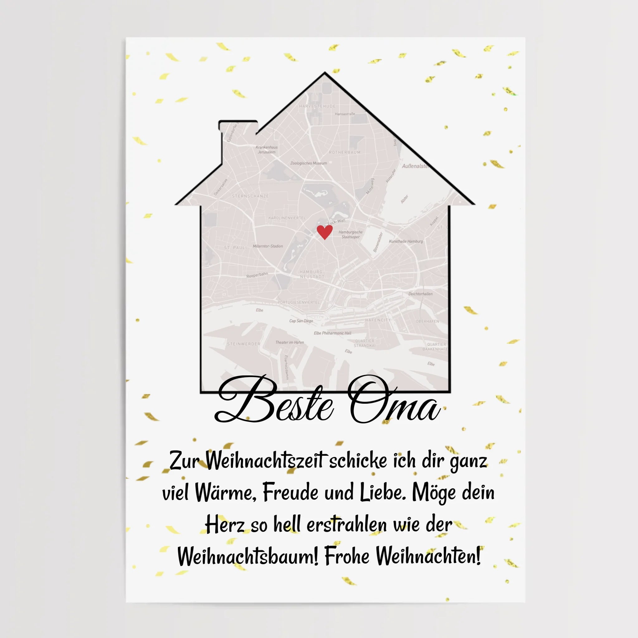 Oma Weihnachtsgeschenk Koordinaten Bild Stadtkarte mit Weihnachtswünsche - Cantty