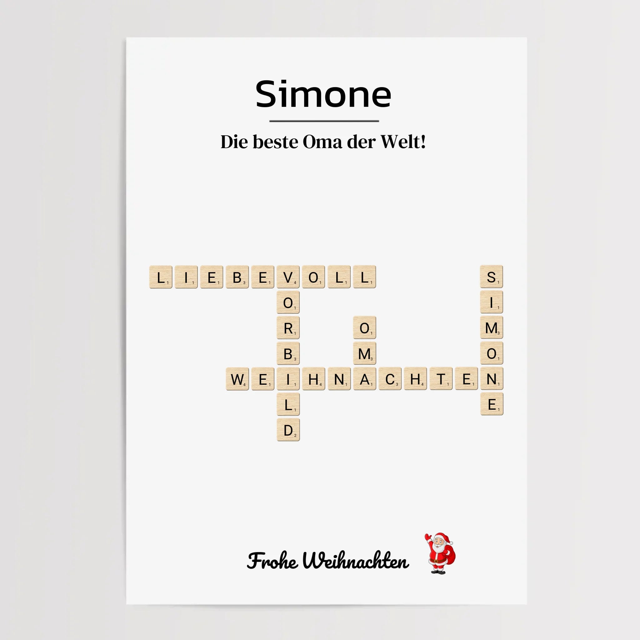 Großmutter Weihnachtsgeschenk Bild Scrabble Style personalisierbar - Cantty