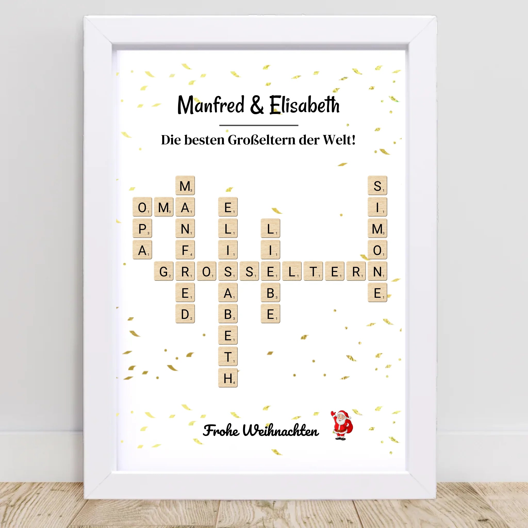Großeltern Weihnachtsgeschenk Bild Scrabble Style personalisierbar - Cantty