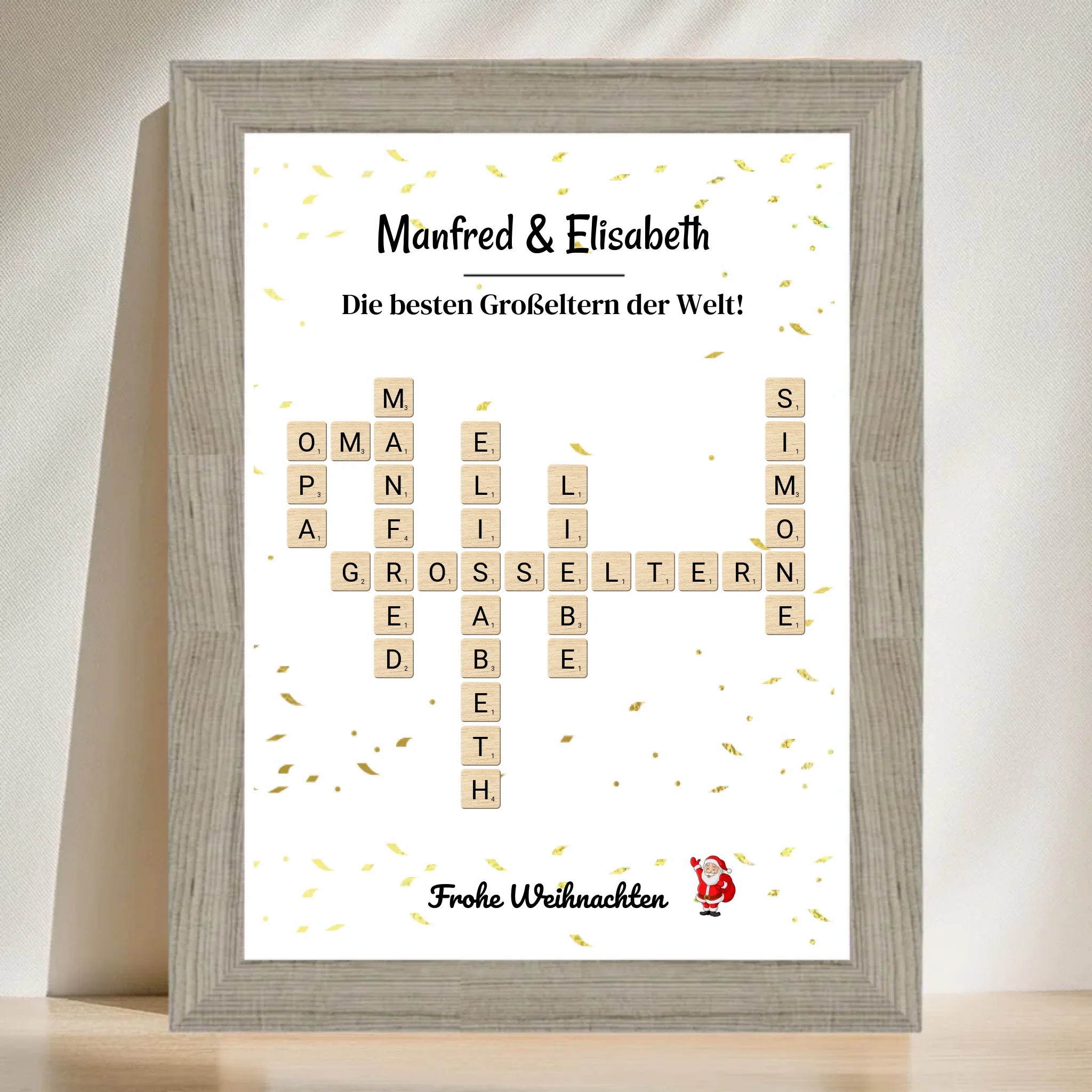 Großeltern Weihnachtsgeschenk Bild Scrabble Style personalisierbar - Cantty