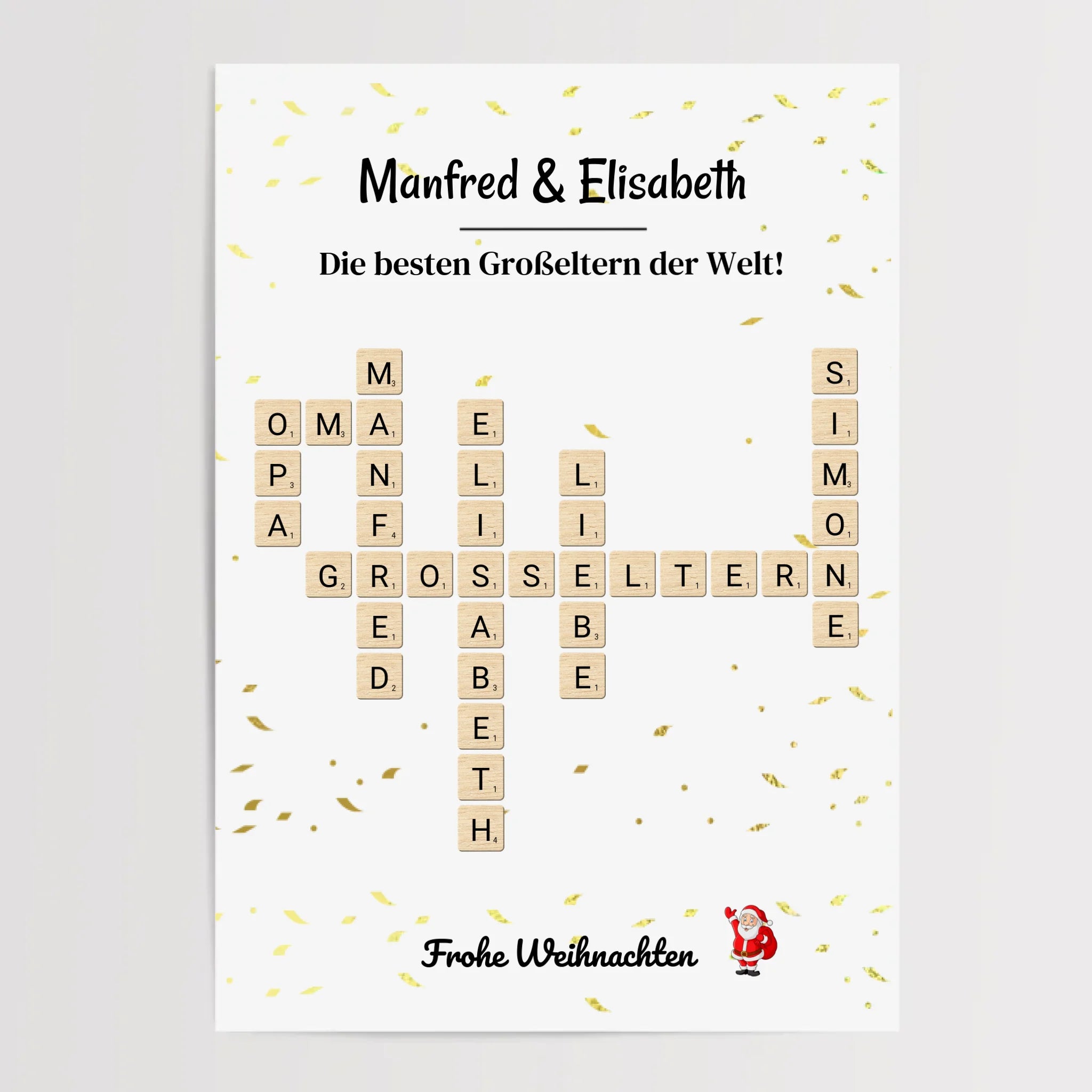 Großeltern Weihnachtsgeschenk Bild Scrabble Style personalisierbar - Cantty