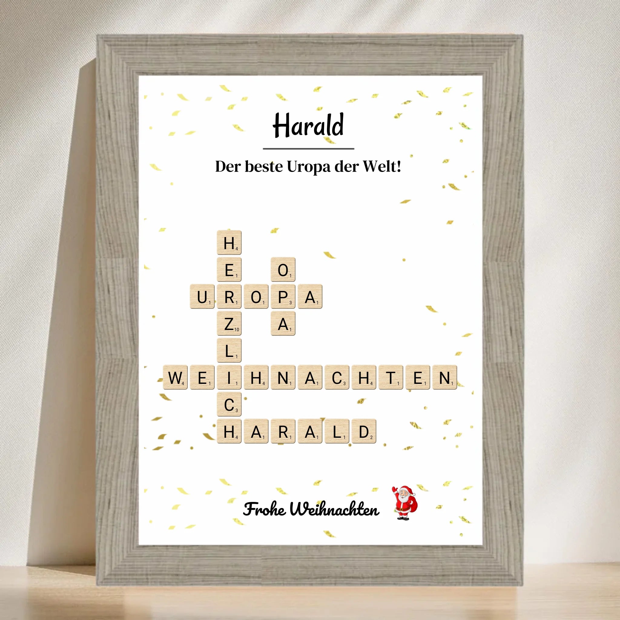 Uropa Weihnachtsgeschenk Bild Scrabble Style personalisierbar - Cantty