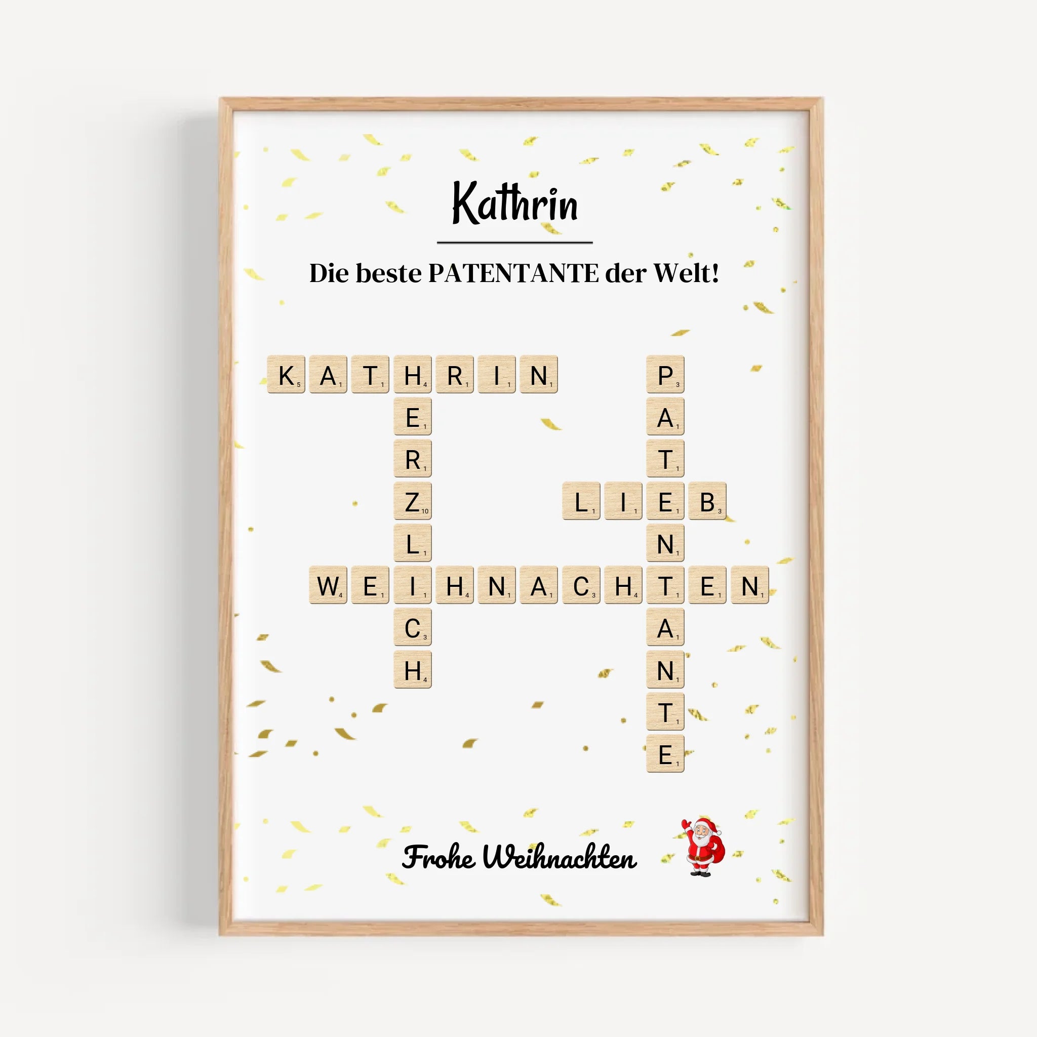 Patentante Weihnachtsgeschenk Bild Scrabble Style personalisierbar - Cantty