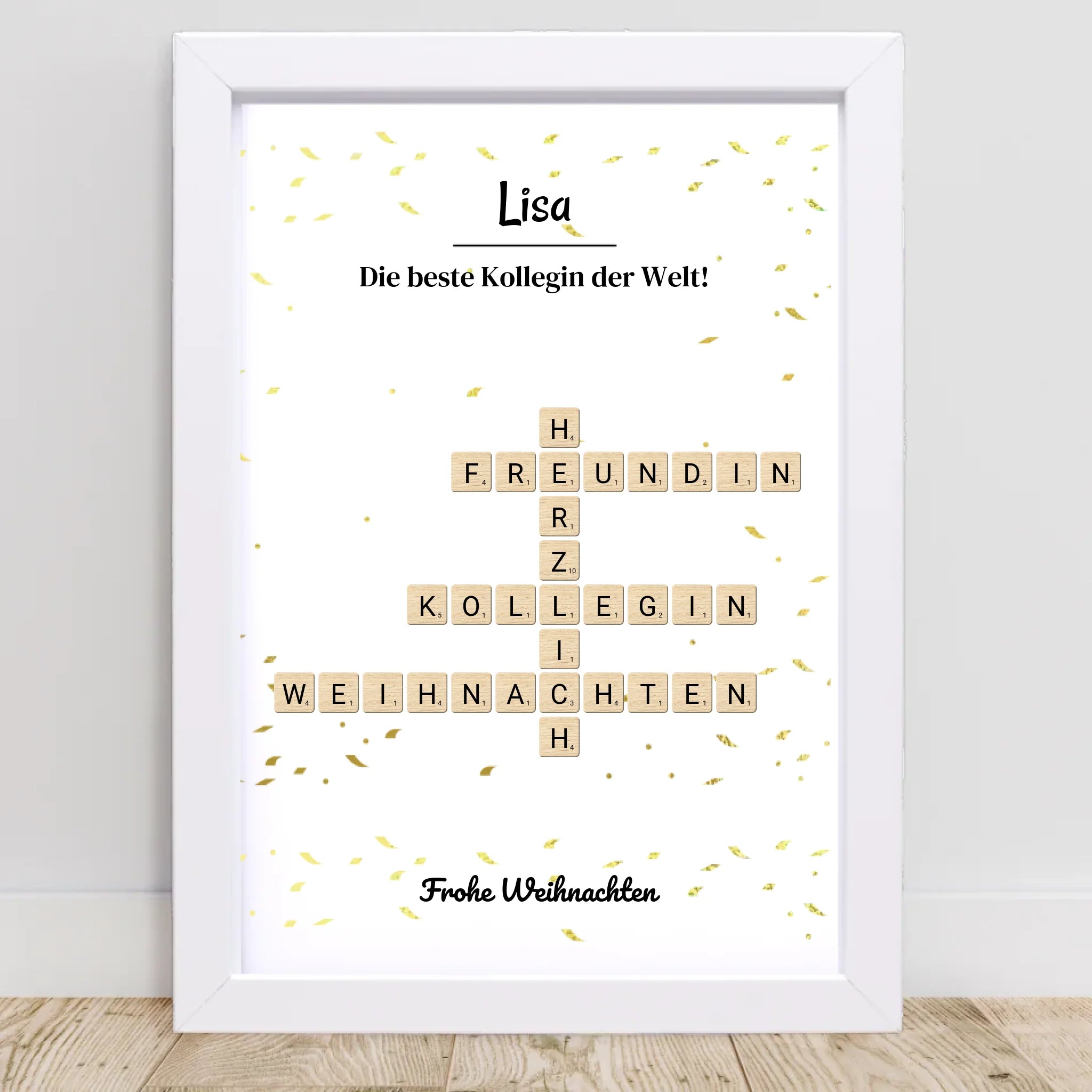 Kollegin Weihnachtsgeschenk Bild Scrabble Style personalisierbar - Cantty