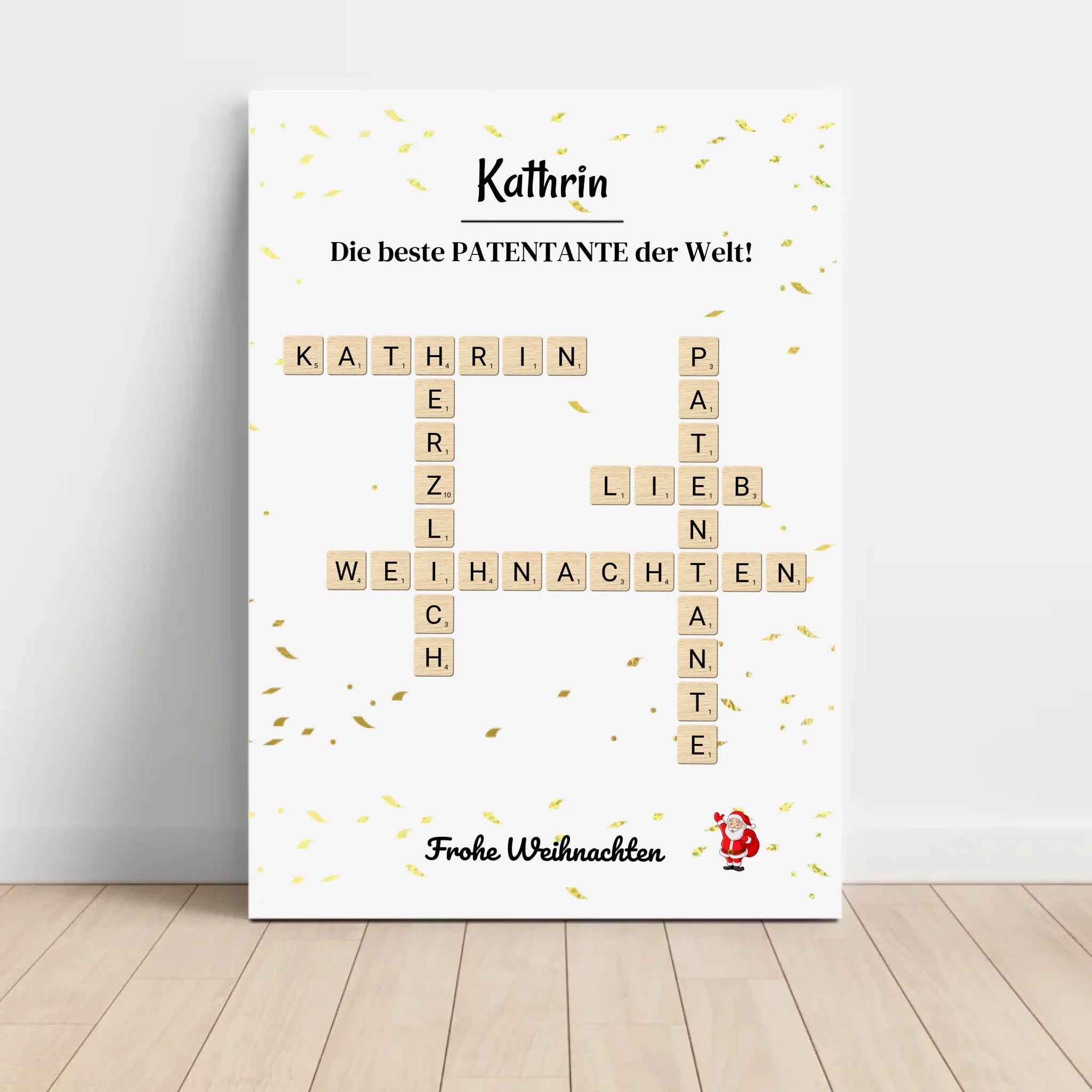 Patentante Weihnachtsgeschenk Bild Scrabble Style personalisierbar - Cantty