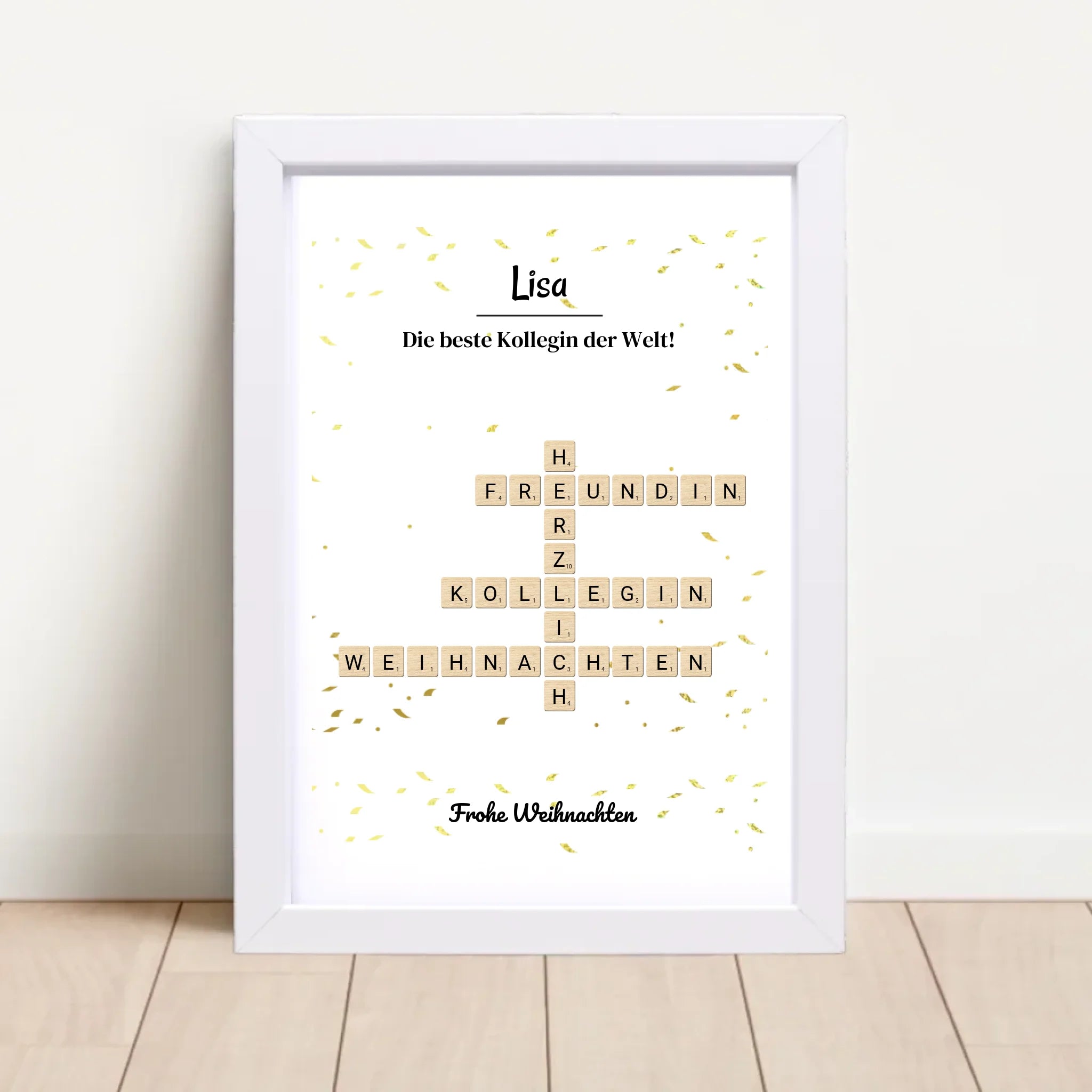 Kollegin Weihnachtsgeschenk Bild Scrabble Style personalisierbar - Cantty
