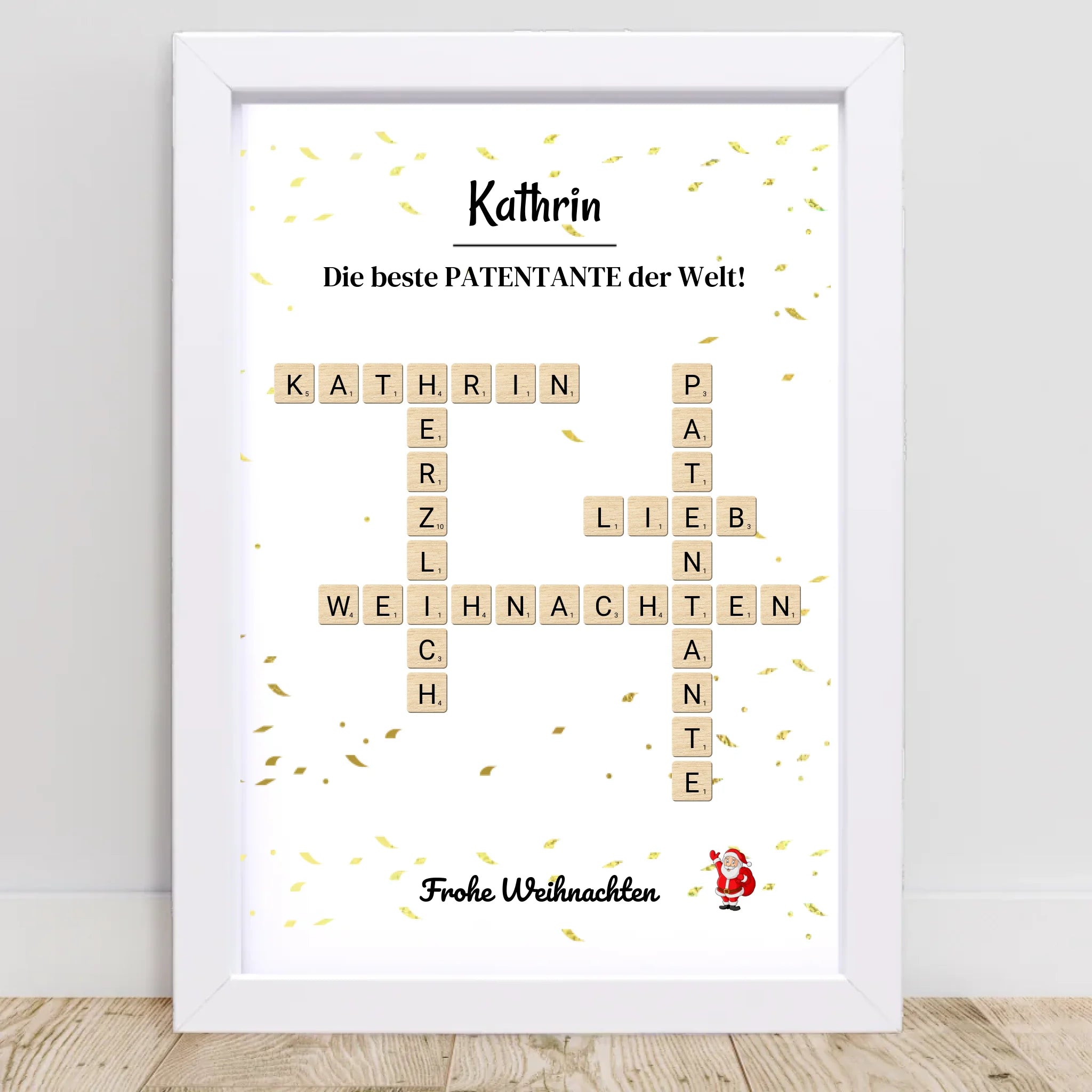 Patentante Weihnachtsgeschenk Bild Scrabble Style personalisierbar - Cantty