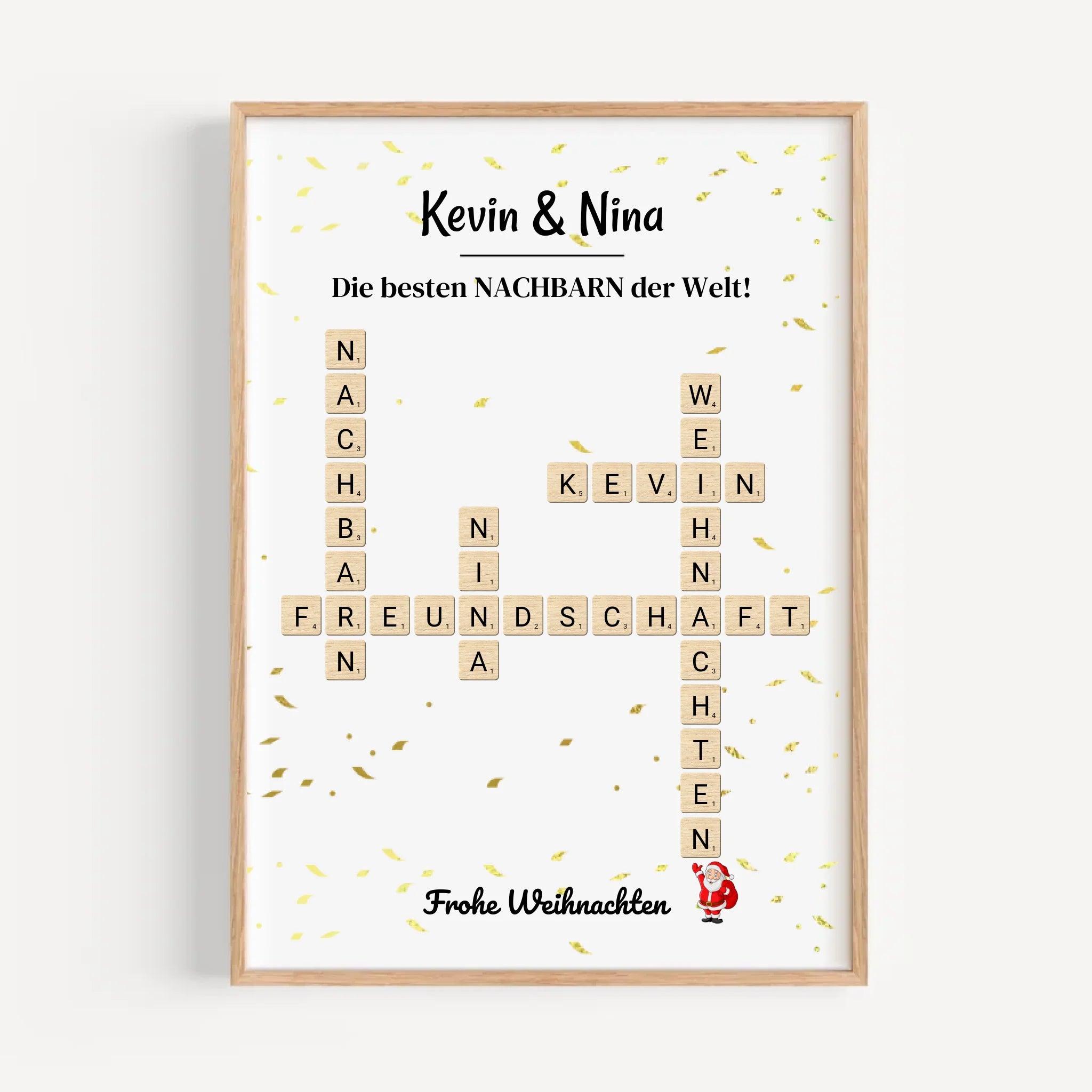 Nachbarn Weihnachtsgeschenk Bild Scrabble Style personalisierbar - Cantty