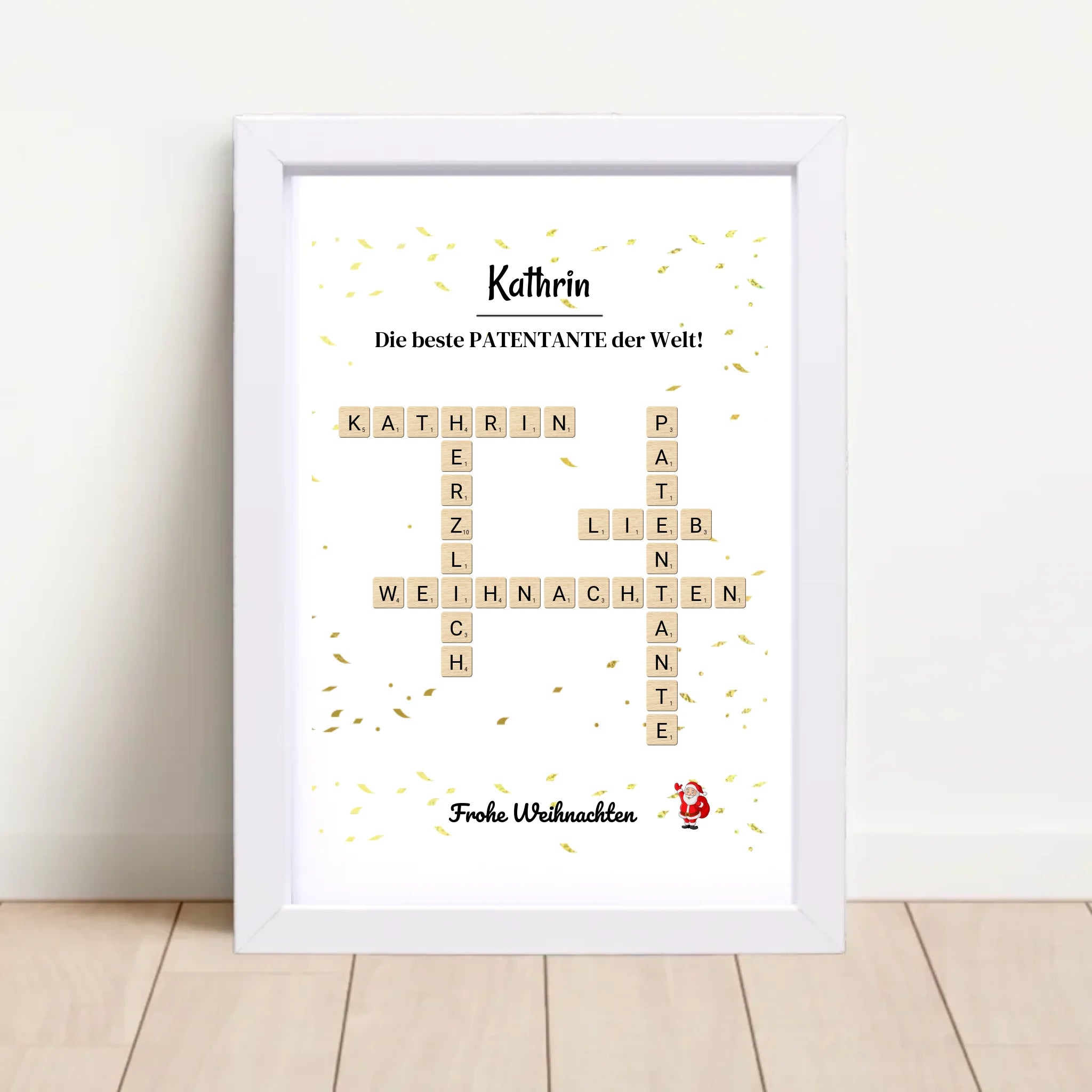 Patentante Weihnachtsgeschenk Bild Scrabble Style personalisierbar - Cantty
