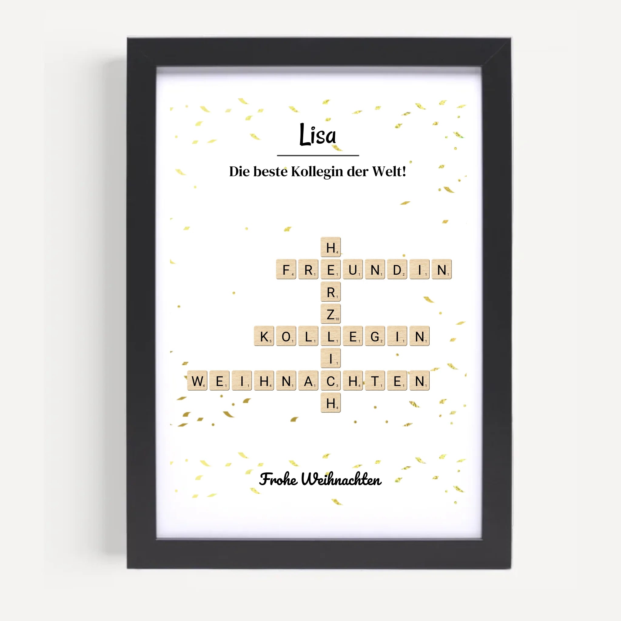 Kollegin Weihnachtsgeschenk Bild Scrabble Style personalisierbar - Cantty
