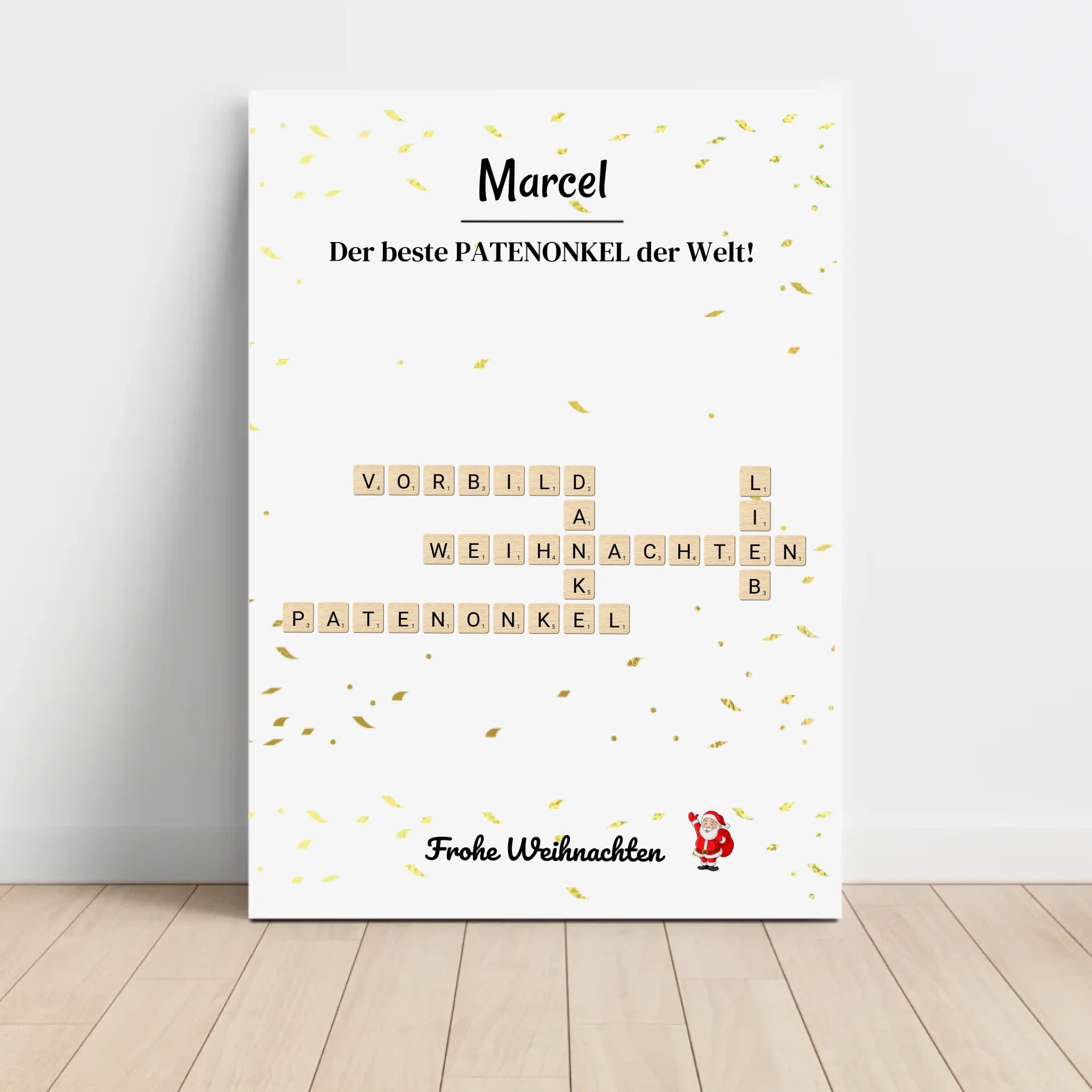 Patenonkel Weihnachtsgeschenk Bild Scrabble Style personalisierbar - Cantty
