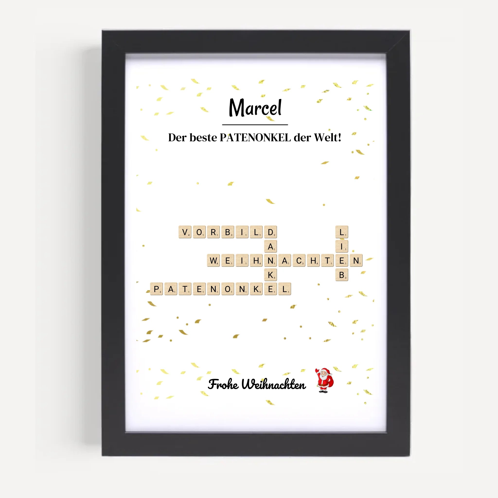 Patenonkel Weihnachtsgeschenk Bild Scrabble Style personalisierbar - Cantty
