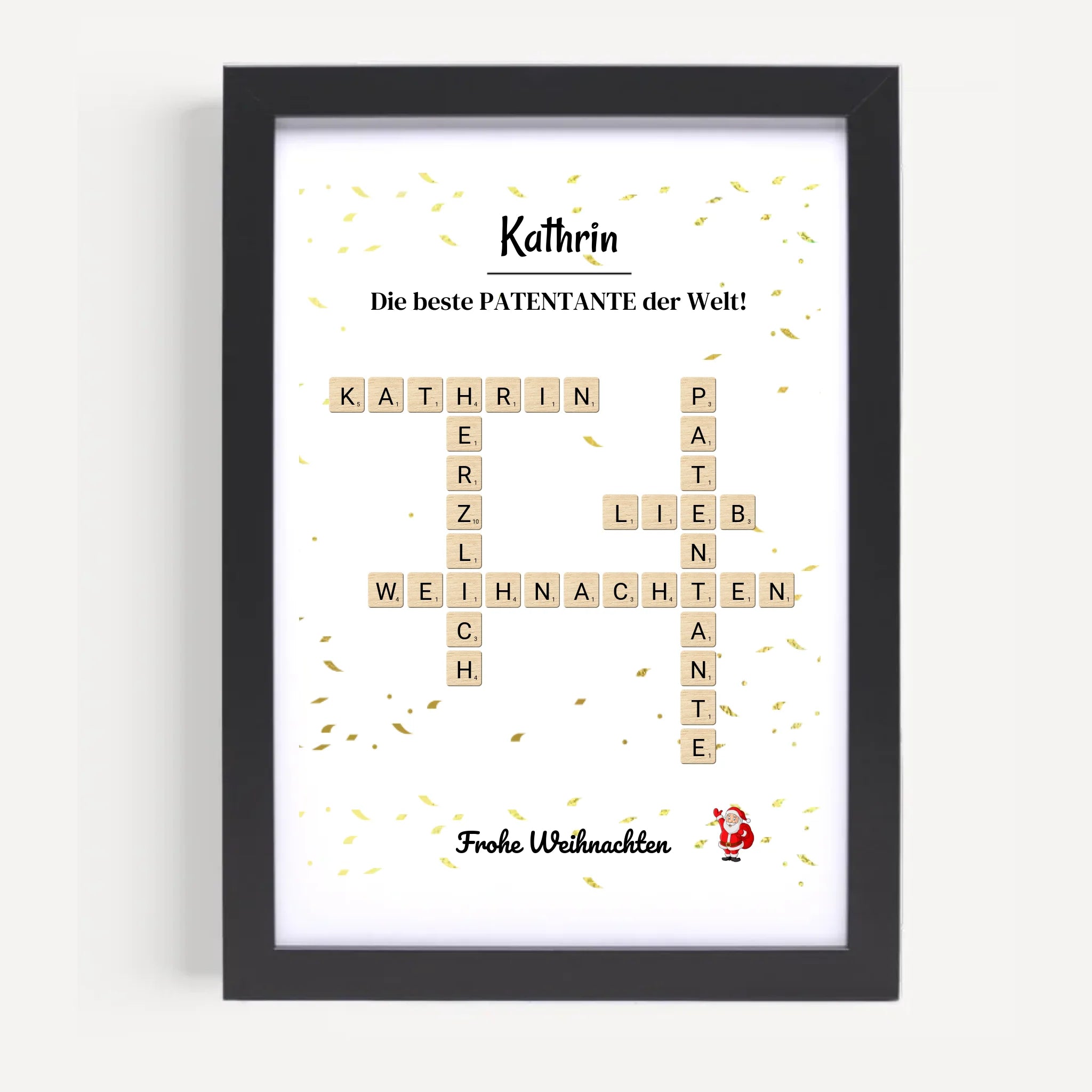 Patentante Weihnachtsgeschenk Bild Scrabble Style personalisierbar - Cantty