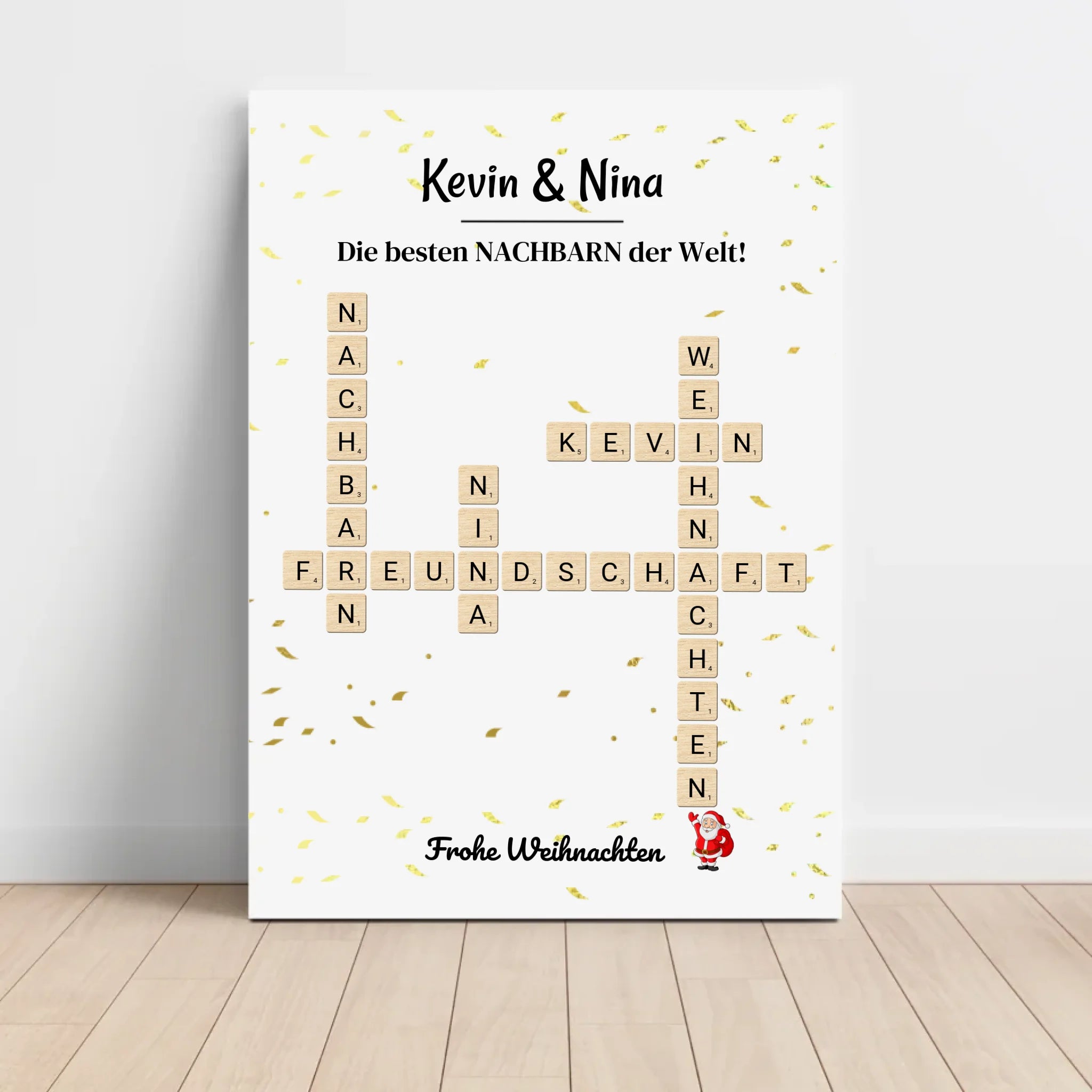 Nachbarn Weihnachtsgeschenk Bild Scrabble Style personalisierbar - Cantty