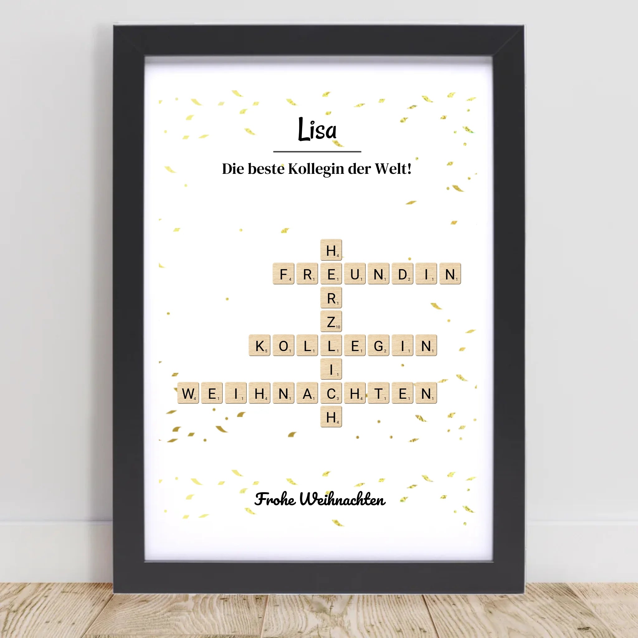 Kollegin Weihnachtsgeschenk Bild Scrabble Style personalisierbar - Cantty