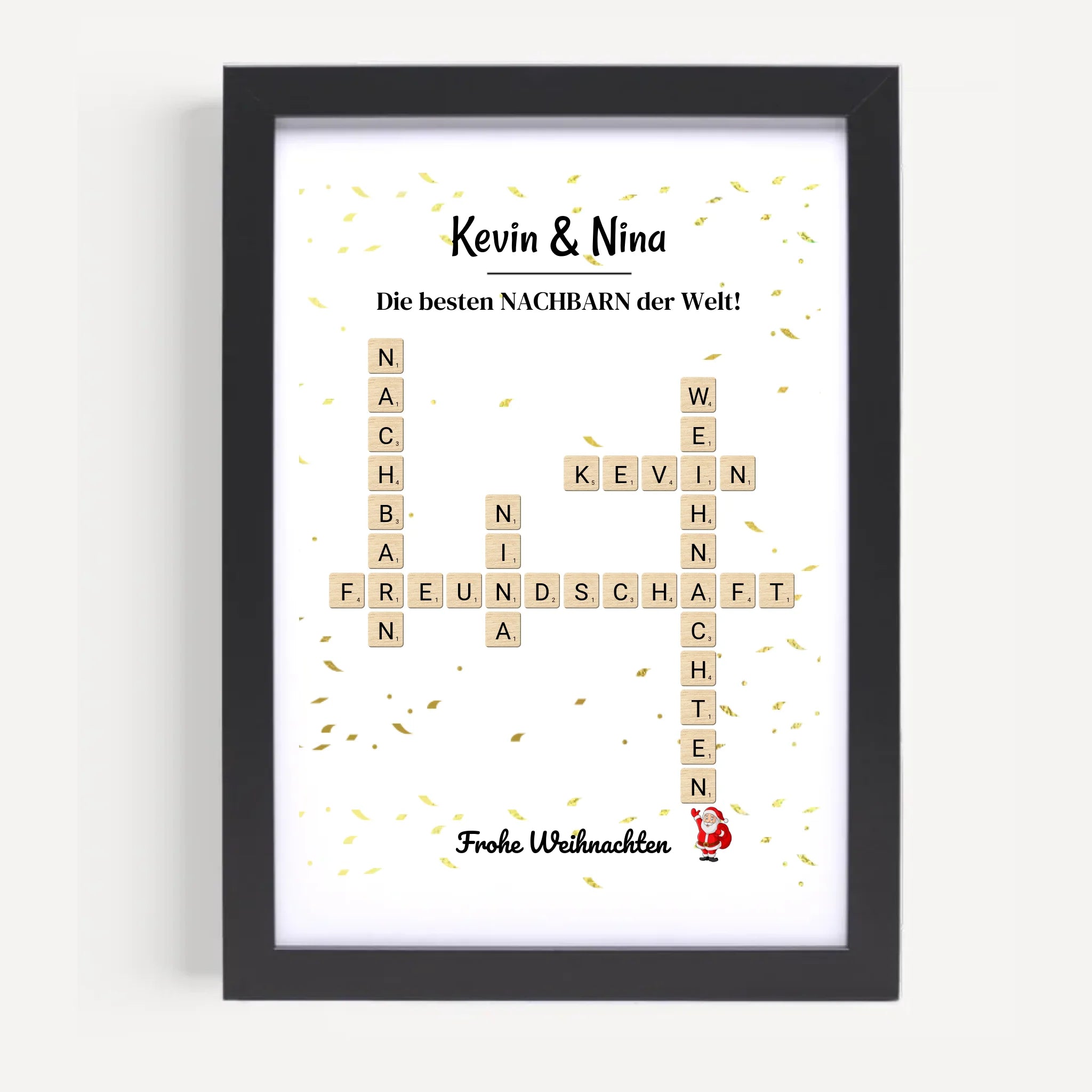 Nachbarn Weihnachtsgeschenk Bild Scrabble Style personalisierbar - Cantty