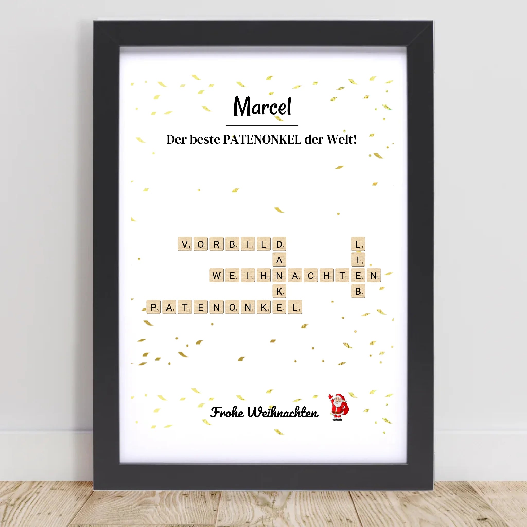 Patenonkel Weihnachtsgeschenk Bild Scrabble Style personalisierbar - Cantty