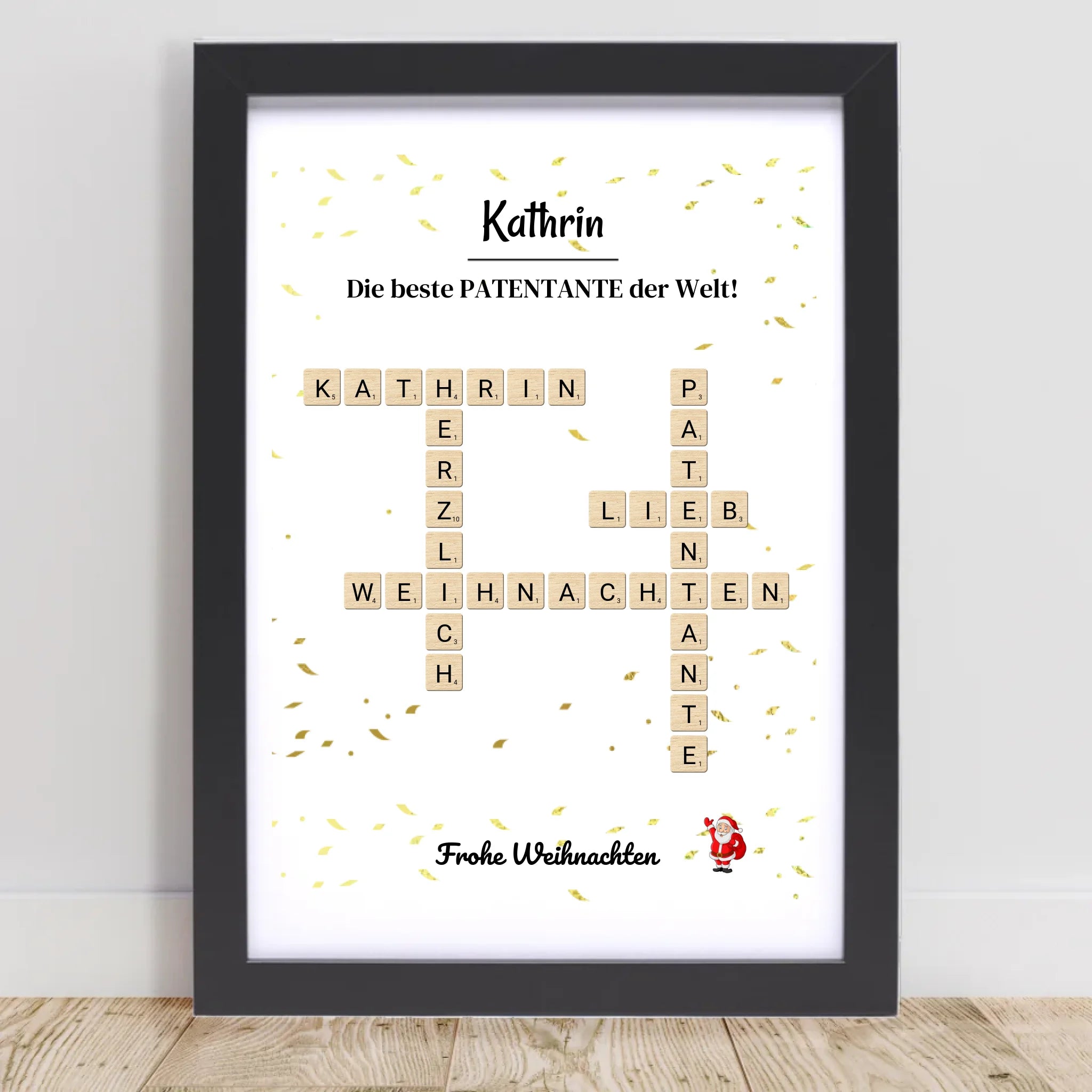 Patentante Weihnachtsgeschenk Bild Scrabble Style personalisierbar - Cantty