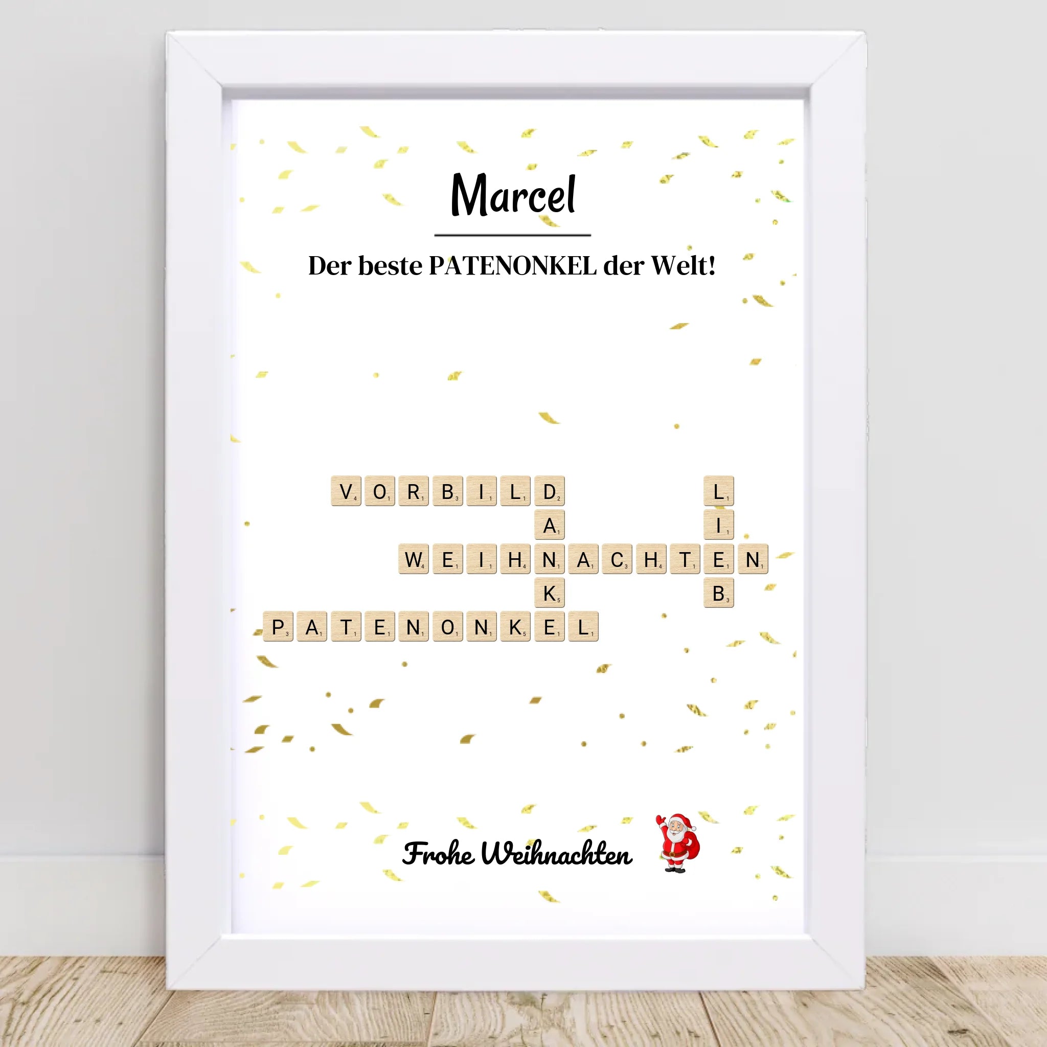 Patenonkel Weihnachtsgeschenk Bild Scrabble Style personalisierbar - Cantty