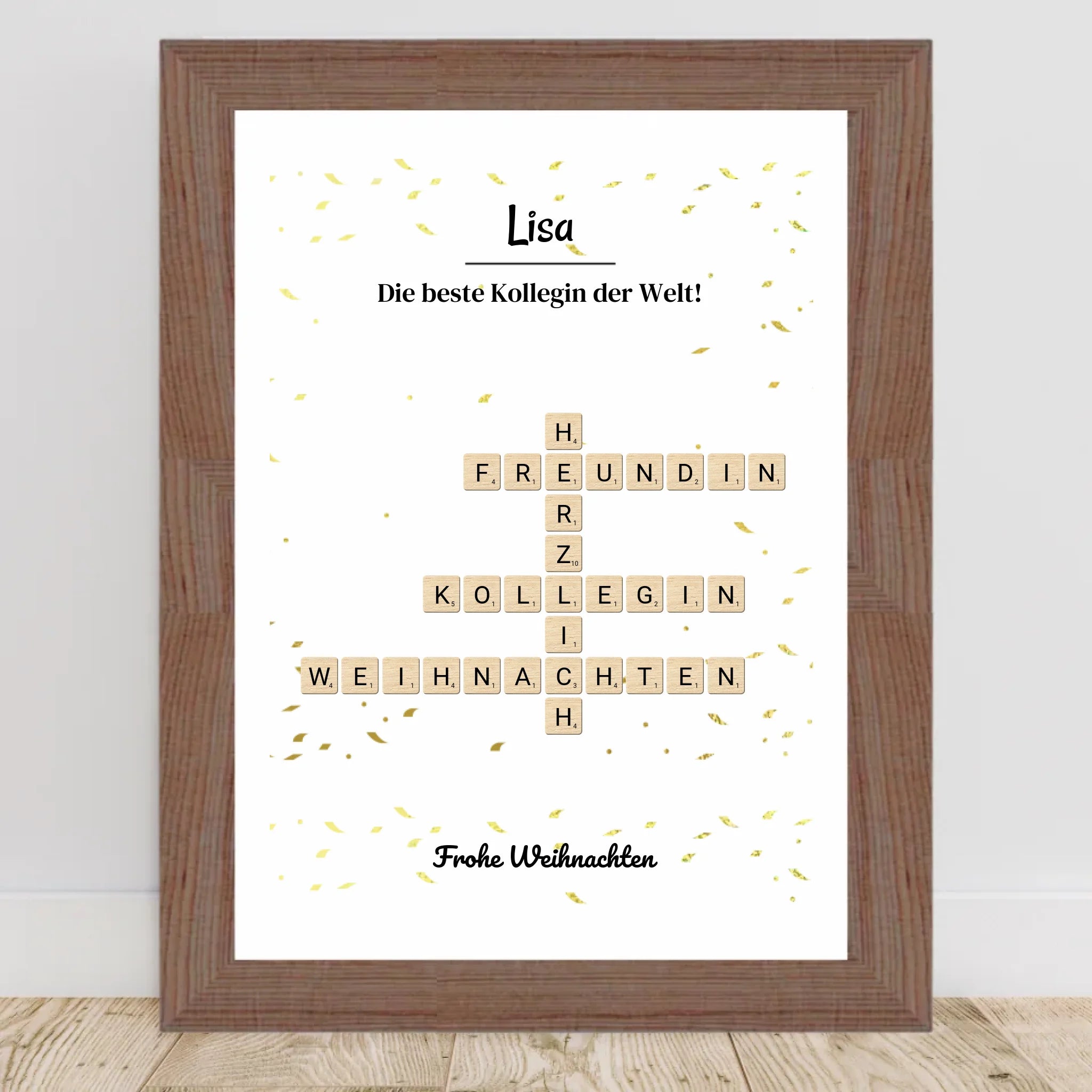 Kollegin Weihnachtsgeschenk Bild Scrabble Style personalisierbar - Cantty
