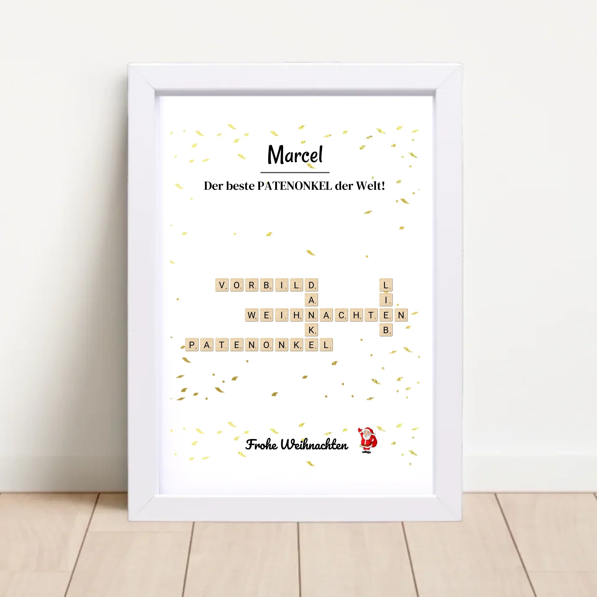 Patenonkel Weihnachtsgeschenk Bild Scrabble Style personalisierbar - Cantty