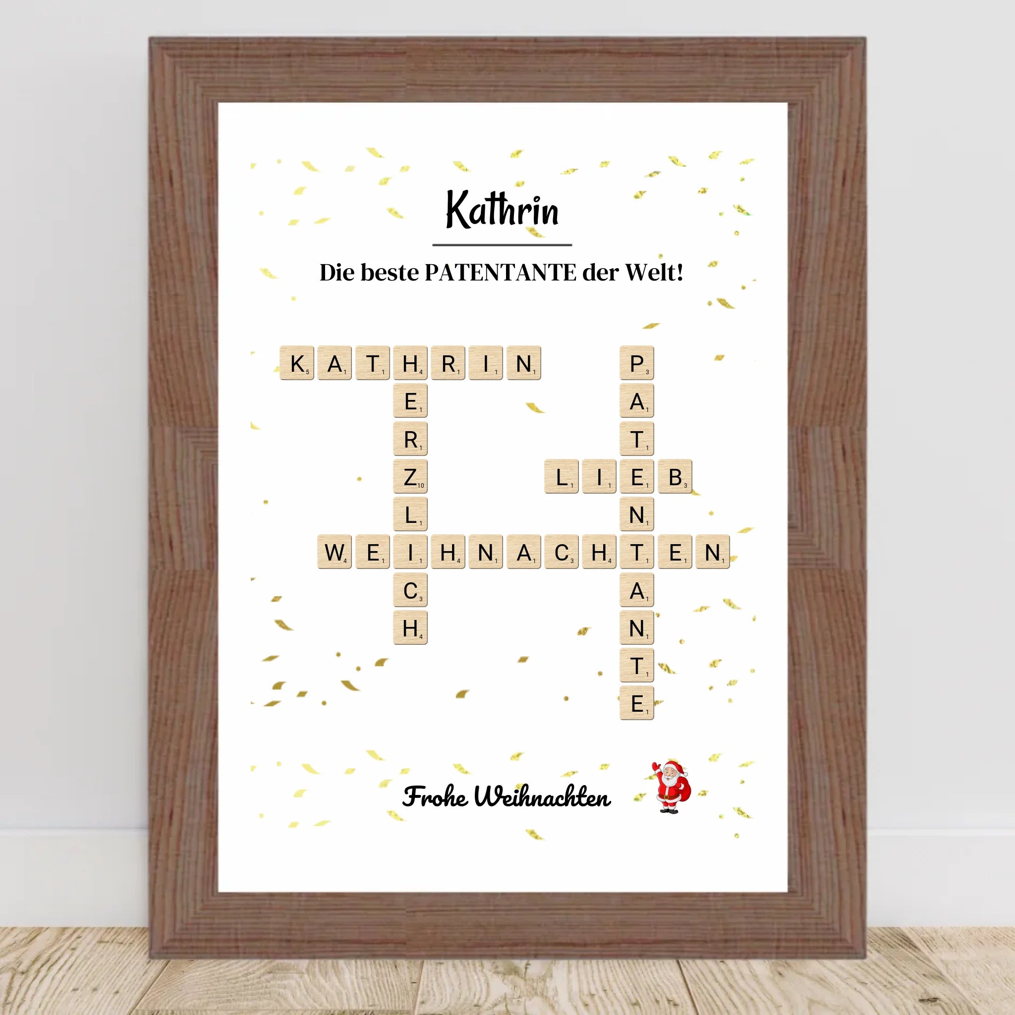 Patentante Weihnachtsgeschenk Bild Scrabble Style personalisierbar - Cantty