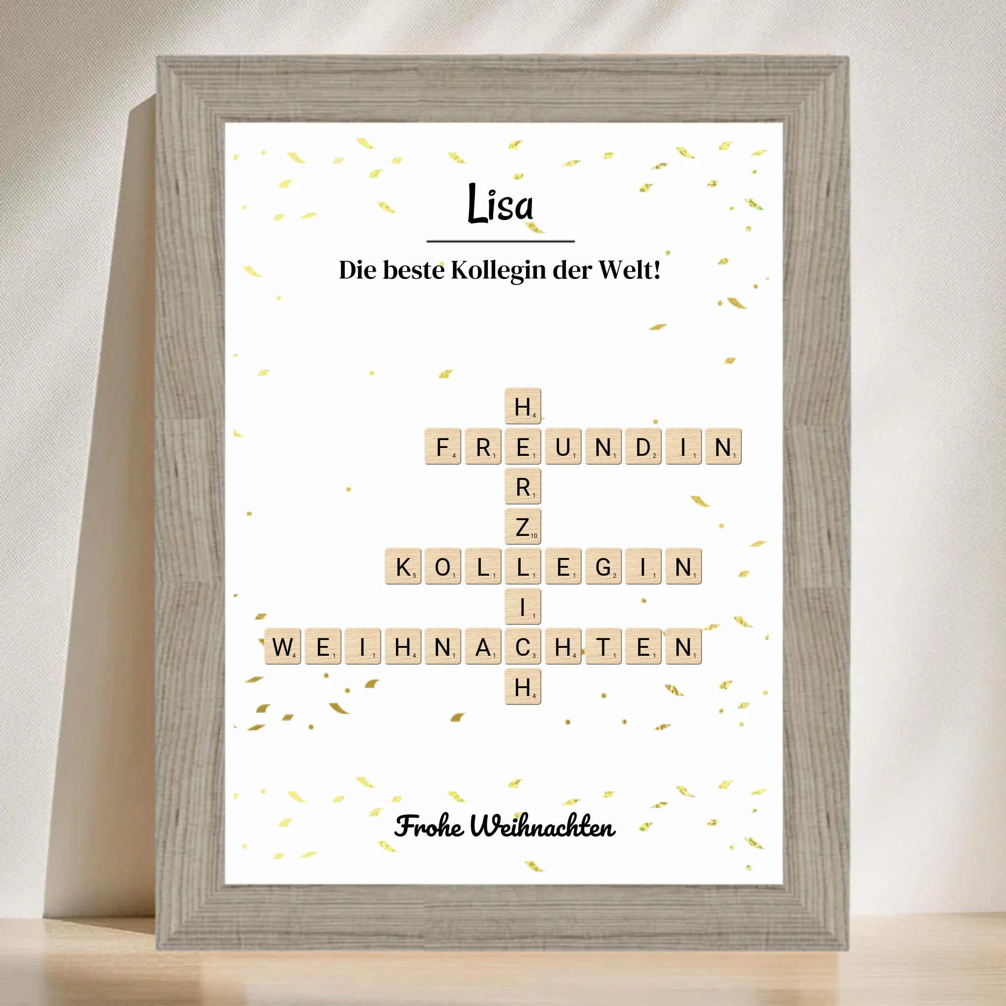 Kollegin Weihnachtsgeschenk Bild Scrabble Style personalisierbar - Cantty