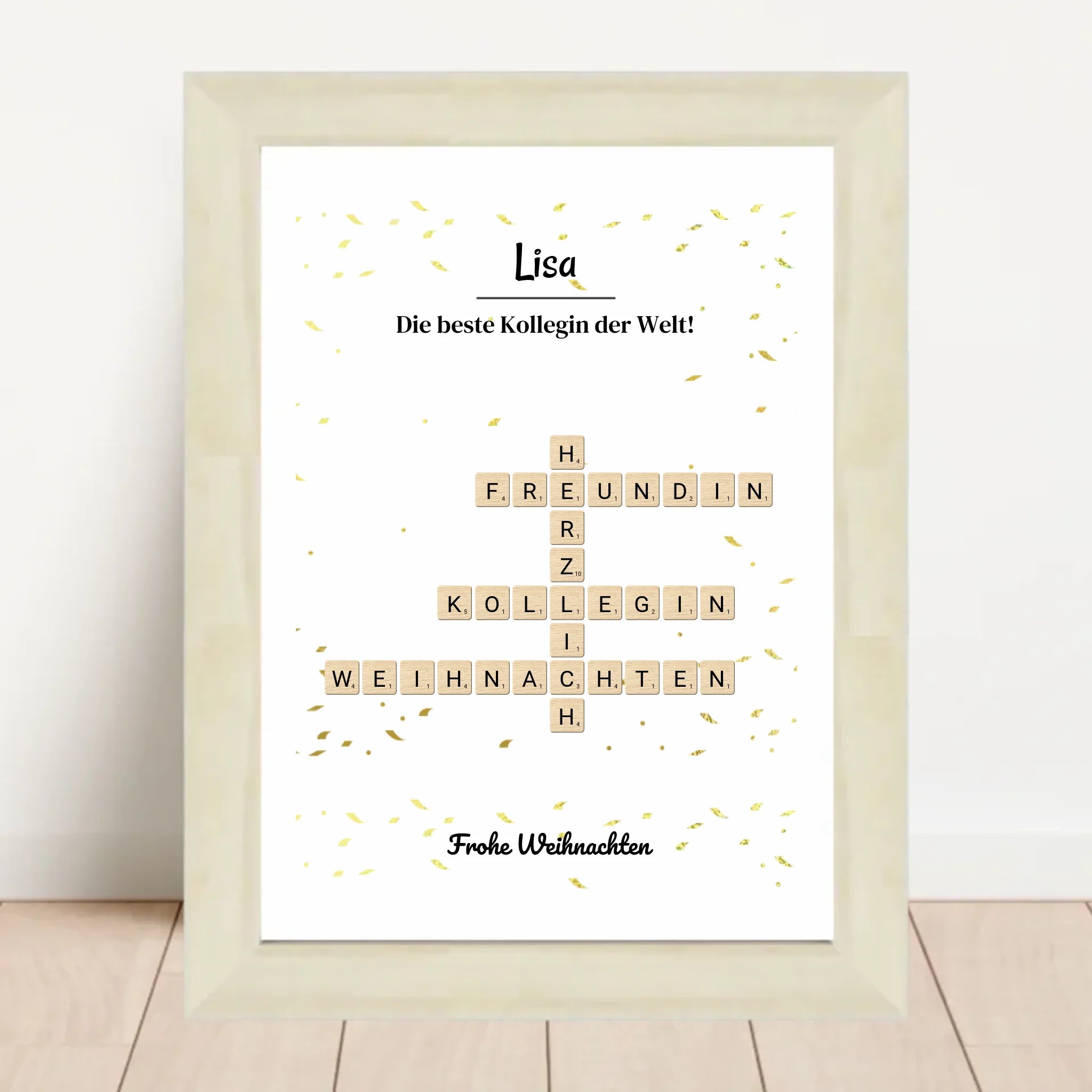 Kollegin Weihnachtsgeschenk Bild Scrabble Style personalisierbar - Cantty