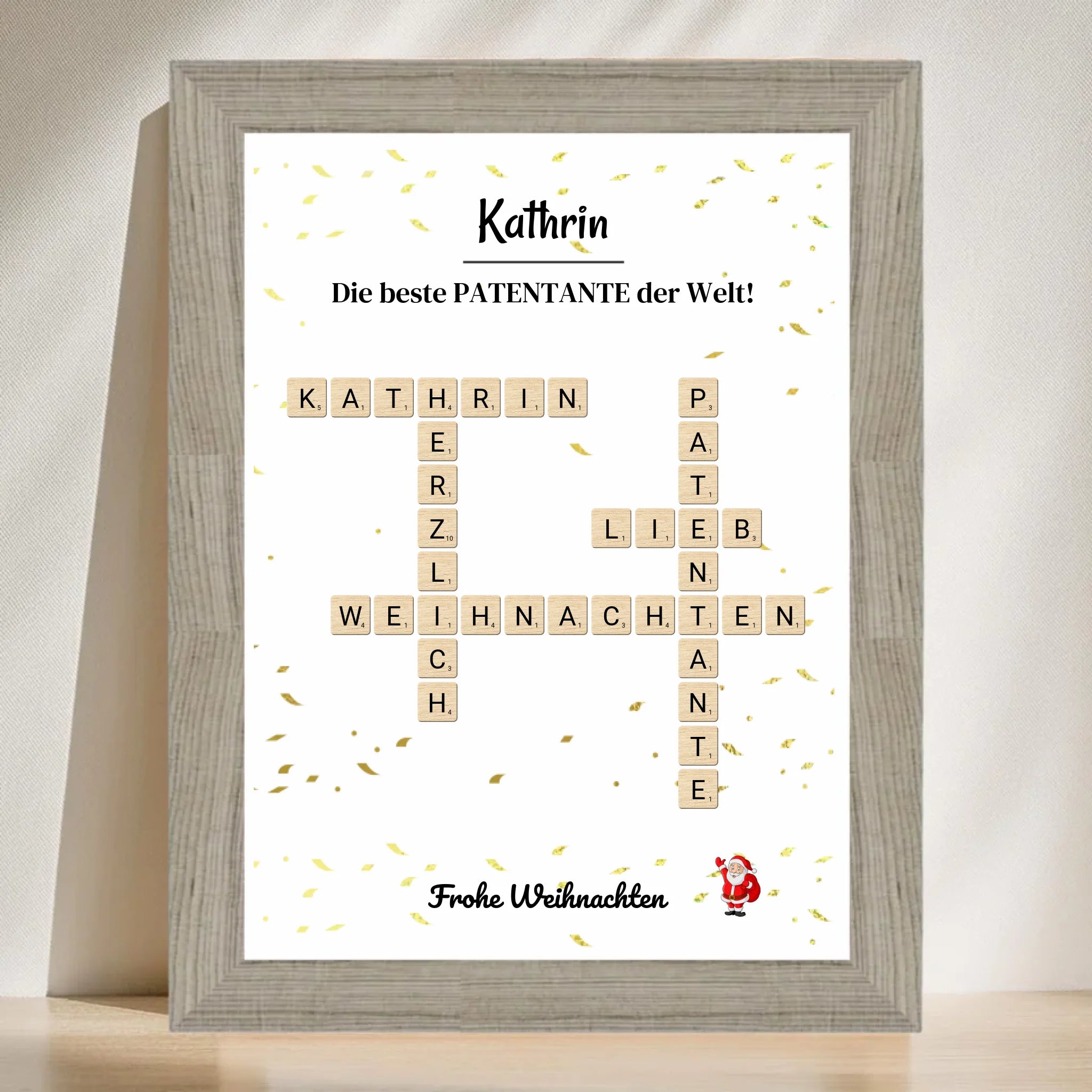 Patentante Weihnachtsgeschenk Bild Scrabble Style personalisierbar - Cantty