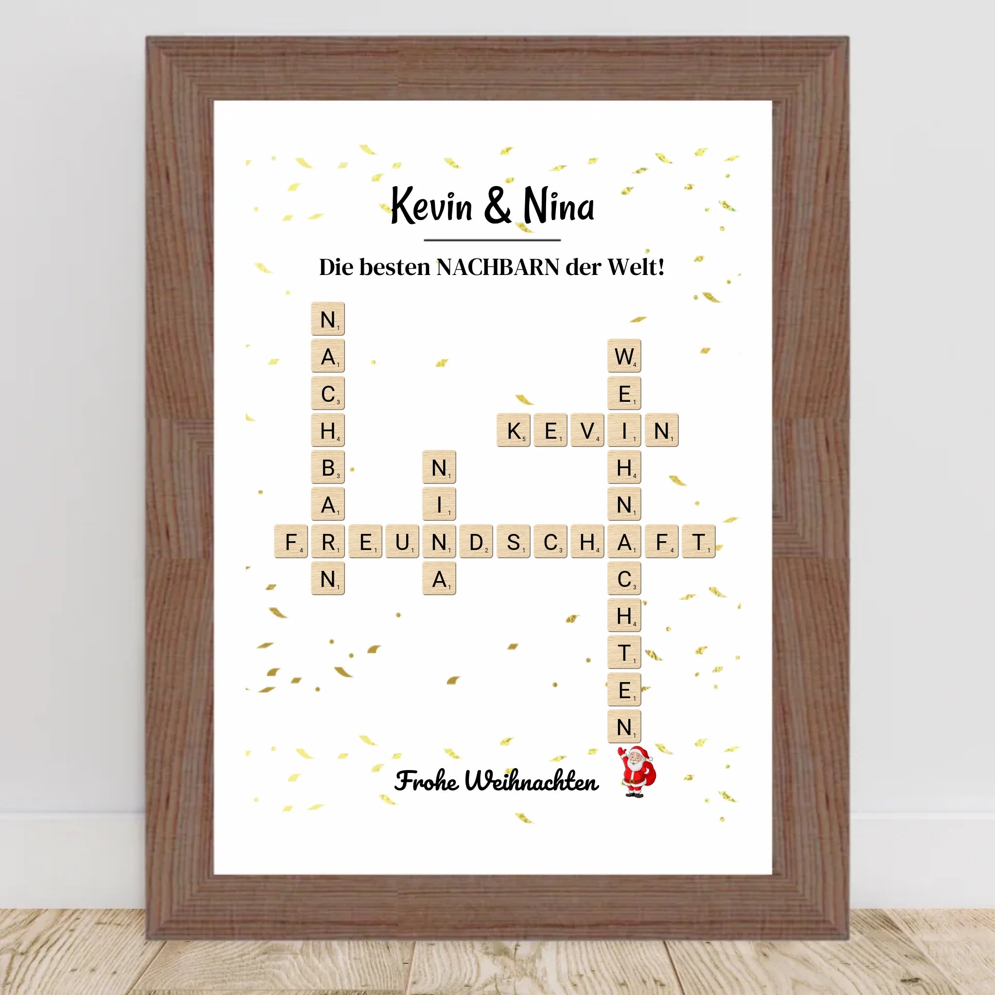 Nachbarn Weihnachtsgeschenk Bild Scrabble Style personalisierbar - Cantty