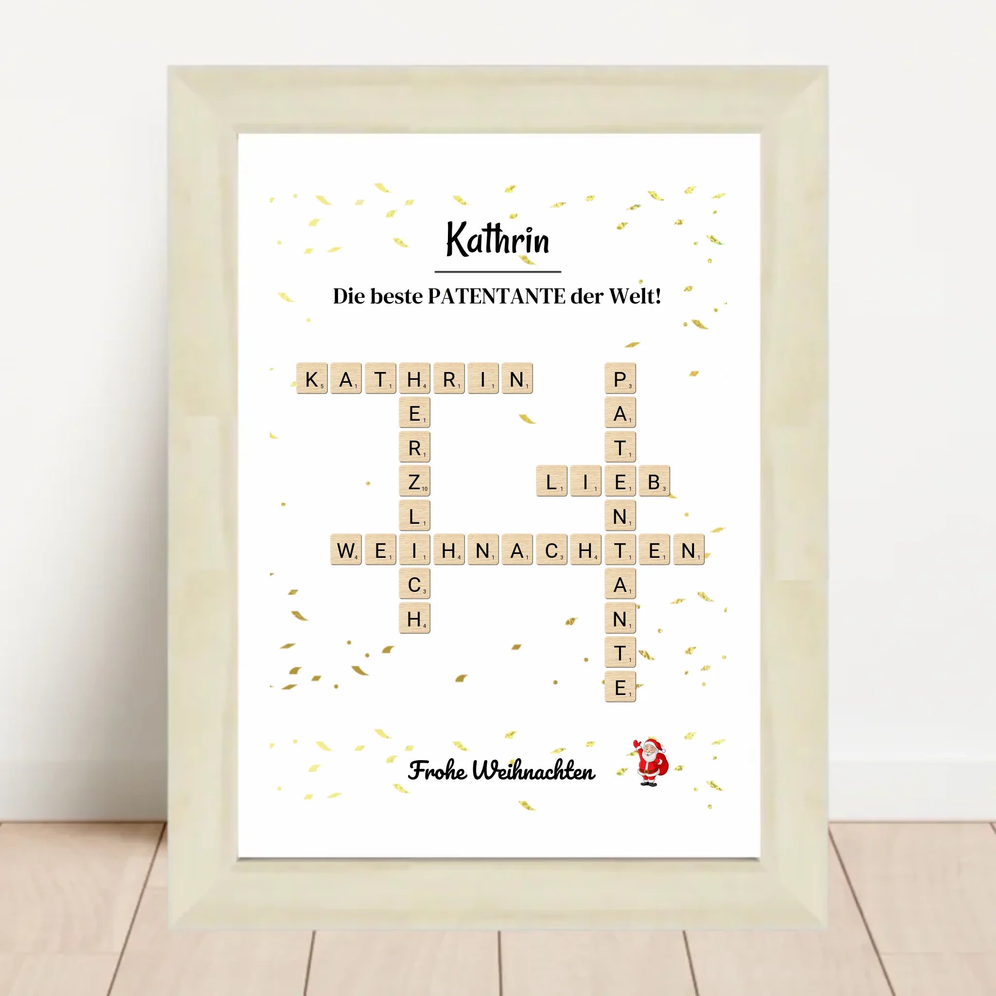 Patentante Weihnachtsgeschenk Bild Scrabble Style personalisierbar - Cantty