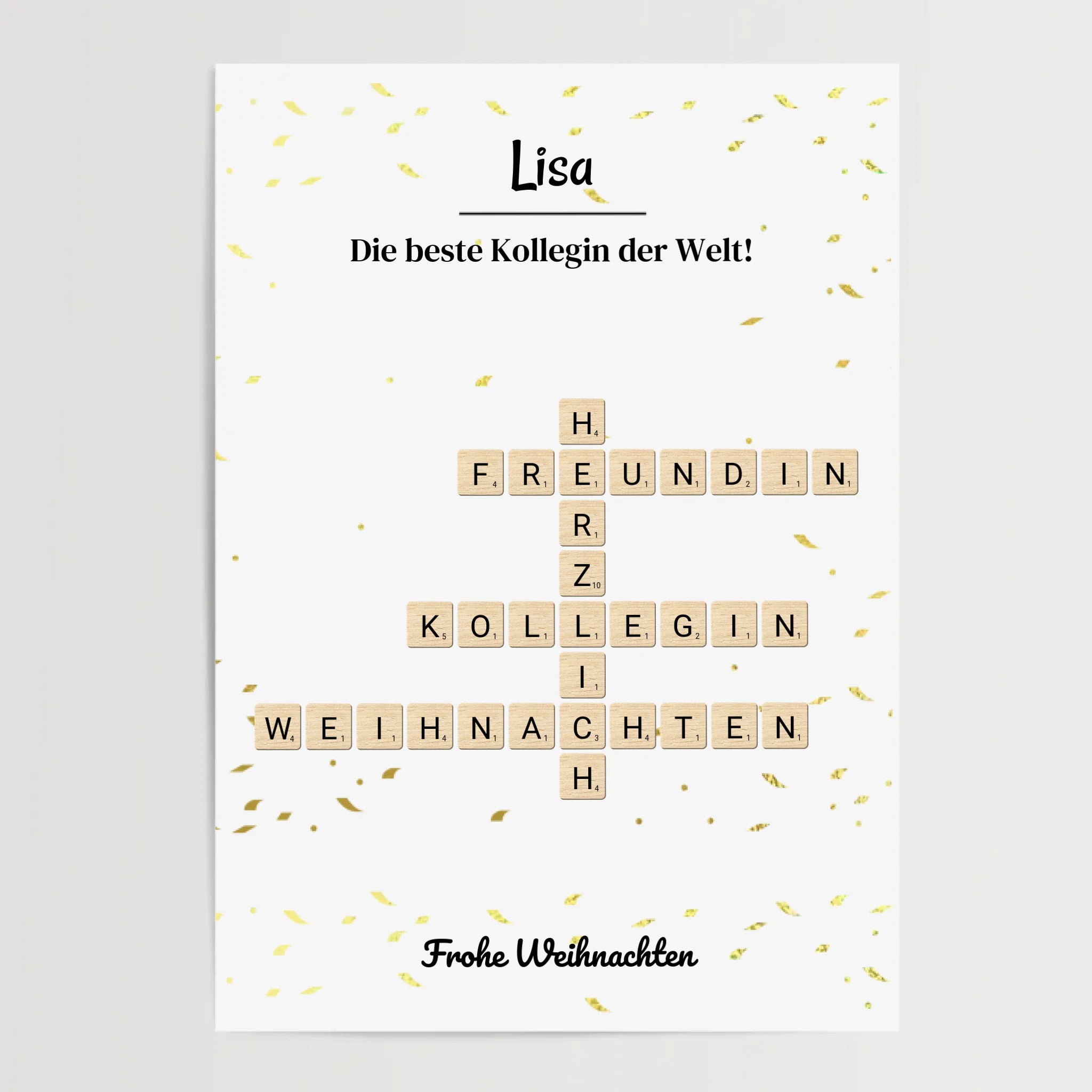 Kollegin Weihnachtsgeschenk Bild Scrabble Style personalisierbar - Cantty